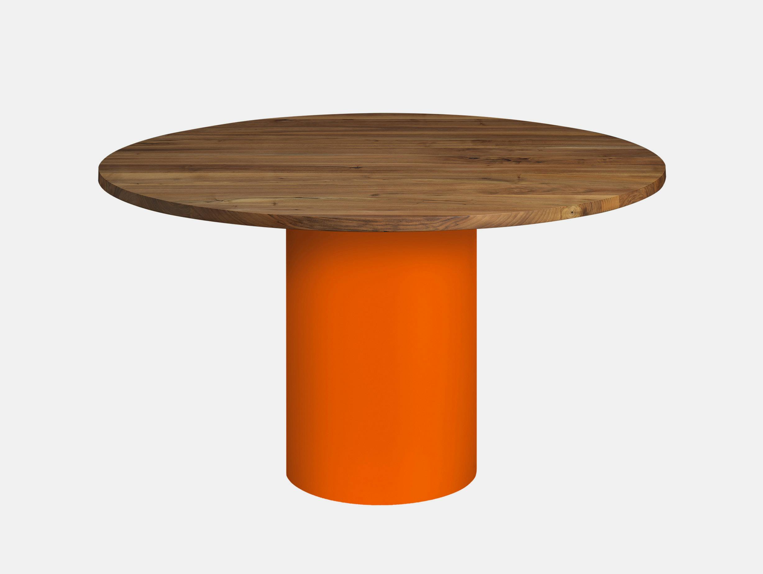 E15 philipp mainzer hiroki dining table wood top pure orange base