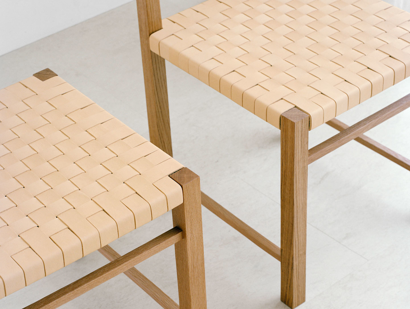 E15 Aswan Stool Oak Leather Detail Ferdinand Kramer