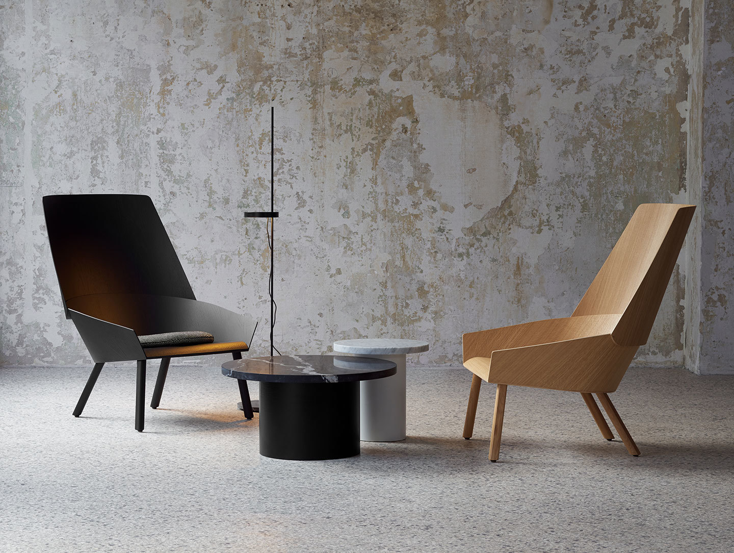 E15 Eugene Lounge Chairs Black Oak Stefan Diez