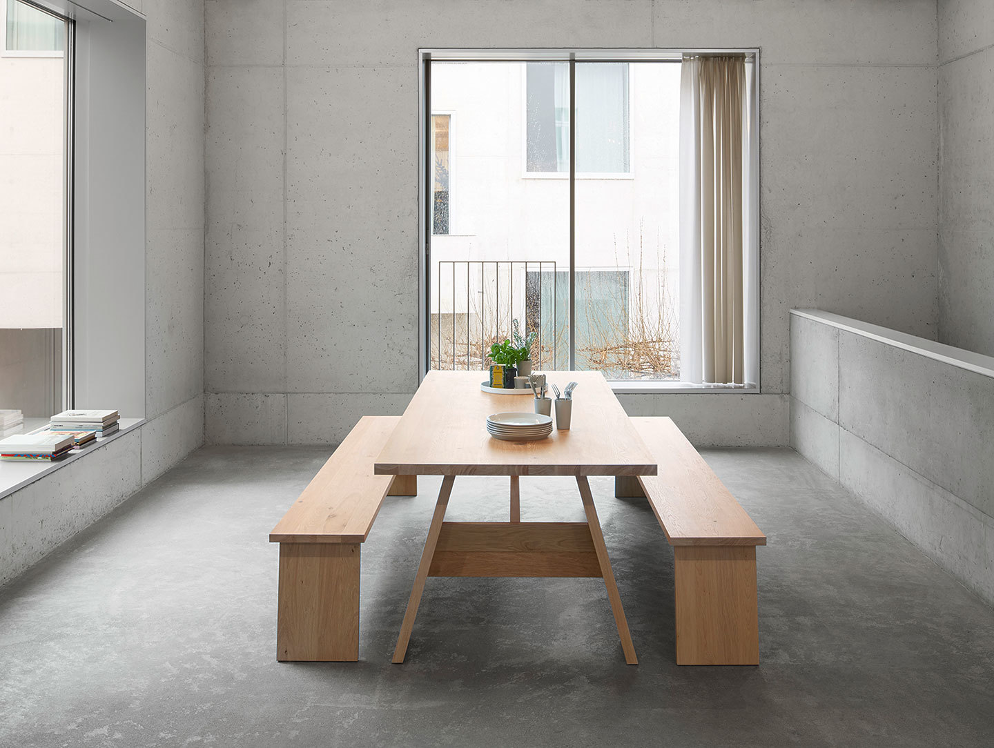 E15 Fawley Bench Oak White Pigmented David Chipperfield