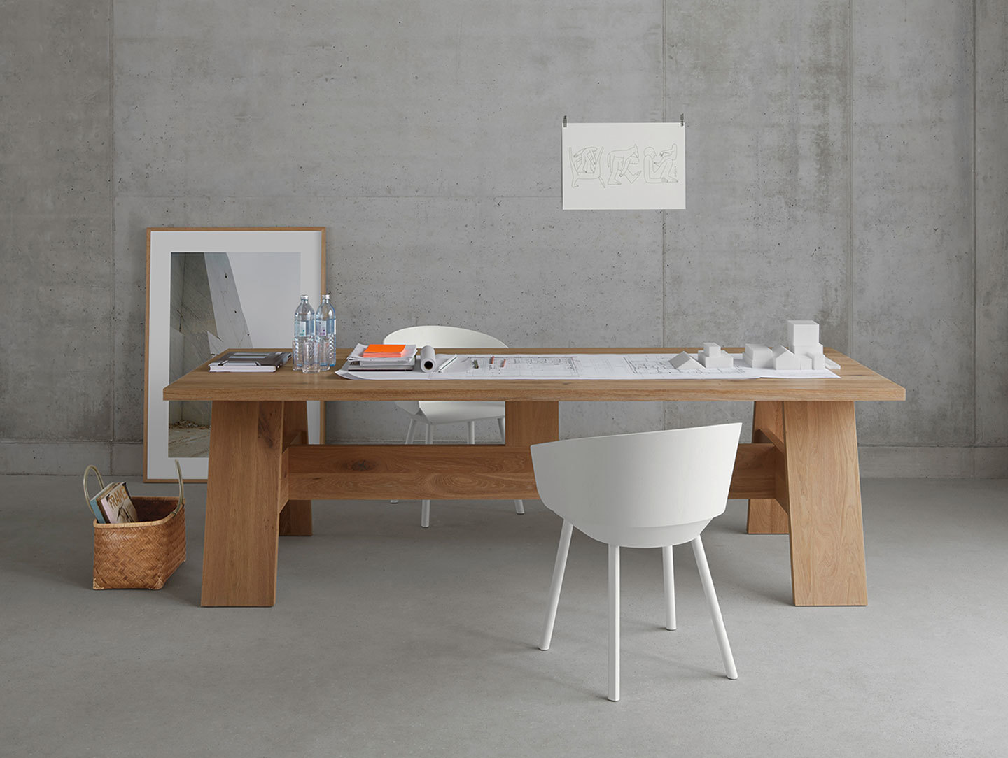 E15 Fayland Table Desk Oak White Pigment David Chipperfield