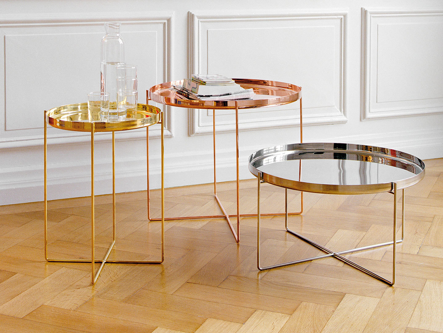 E15 Habibi Table Brass Copper Steel