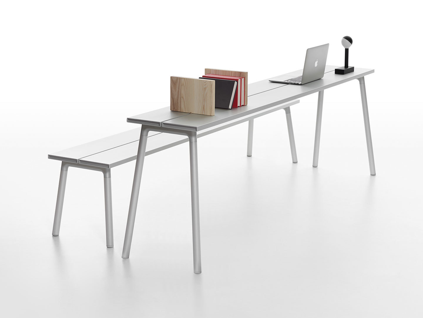 Emeco run narrow table bench aluminium kim colin sam hecht