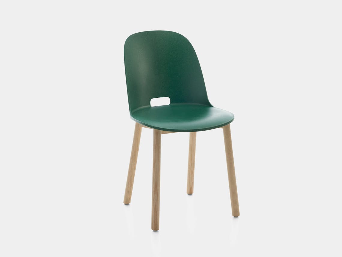 Emeco alfi high back chair lightash green
