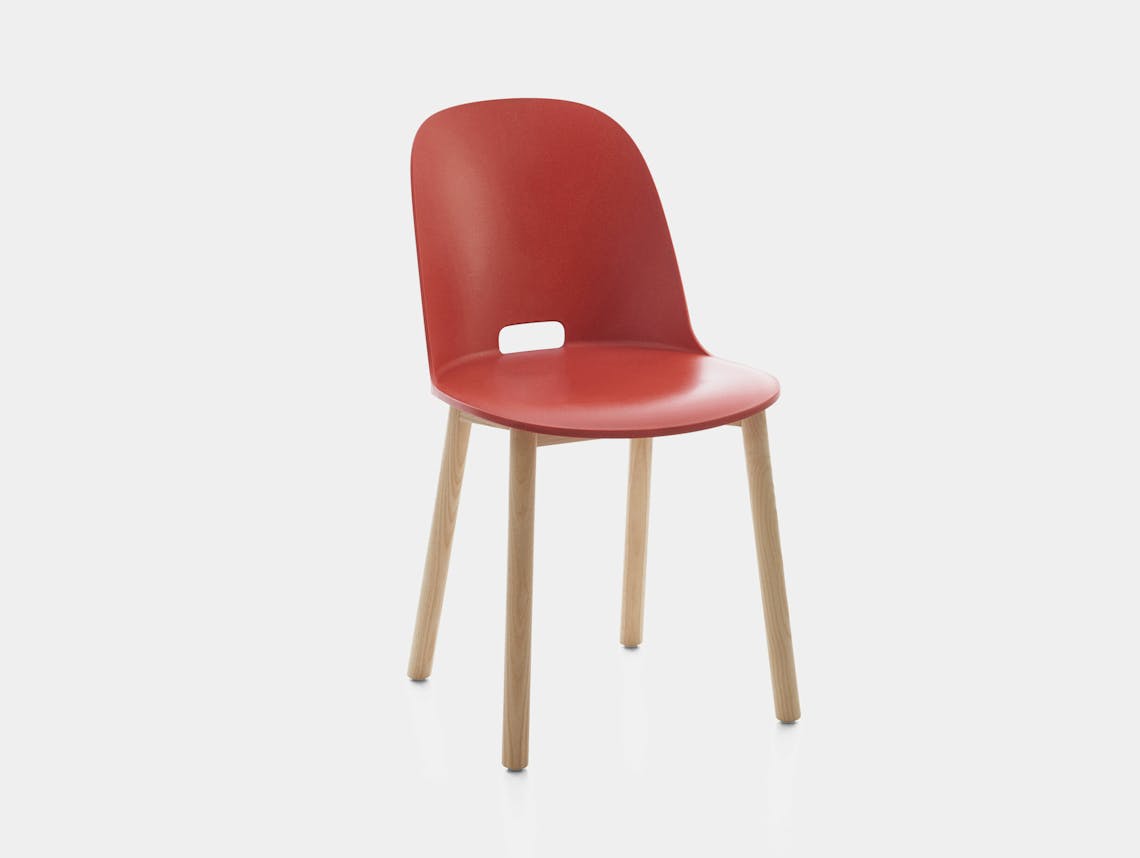 Emeco alfi high back chair lightash red