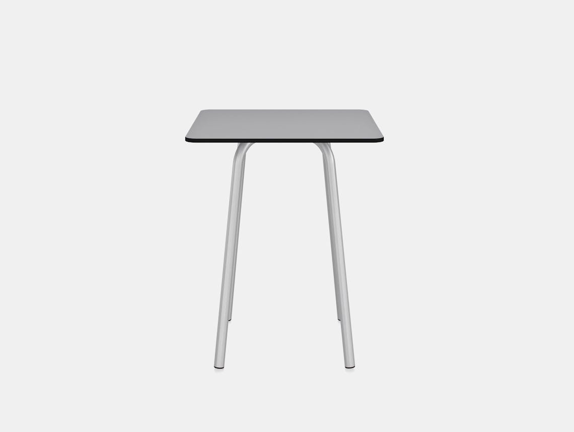 Emeco konstantin grcic parrish cafe table square 60cm aluminium base grey hpl top