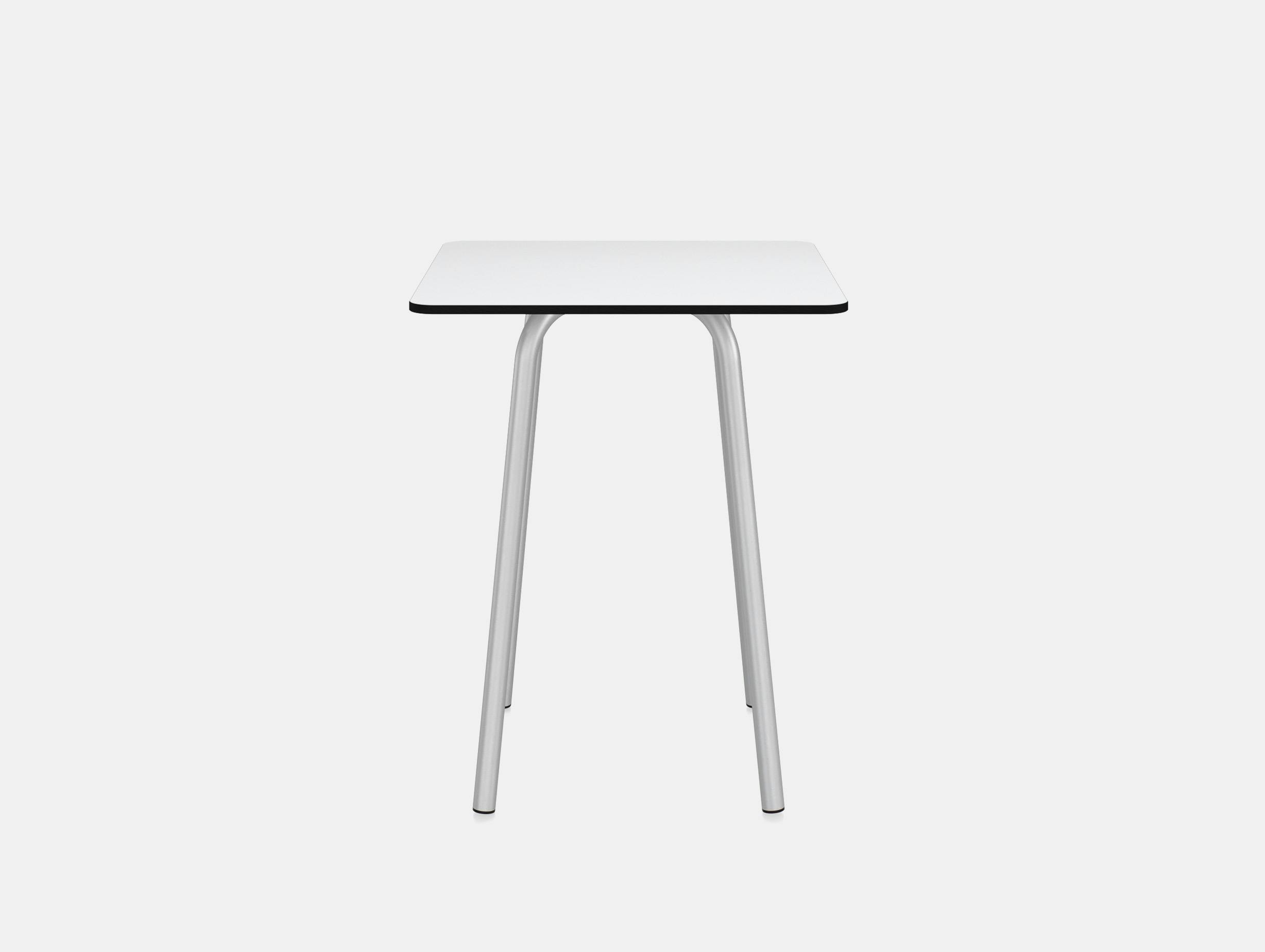 Emeco konstantin grcic parrish cafe table square 60cm aluminium base white hpl top