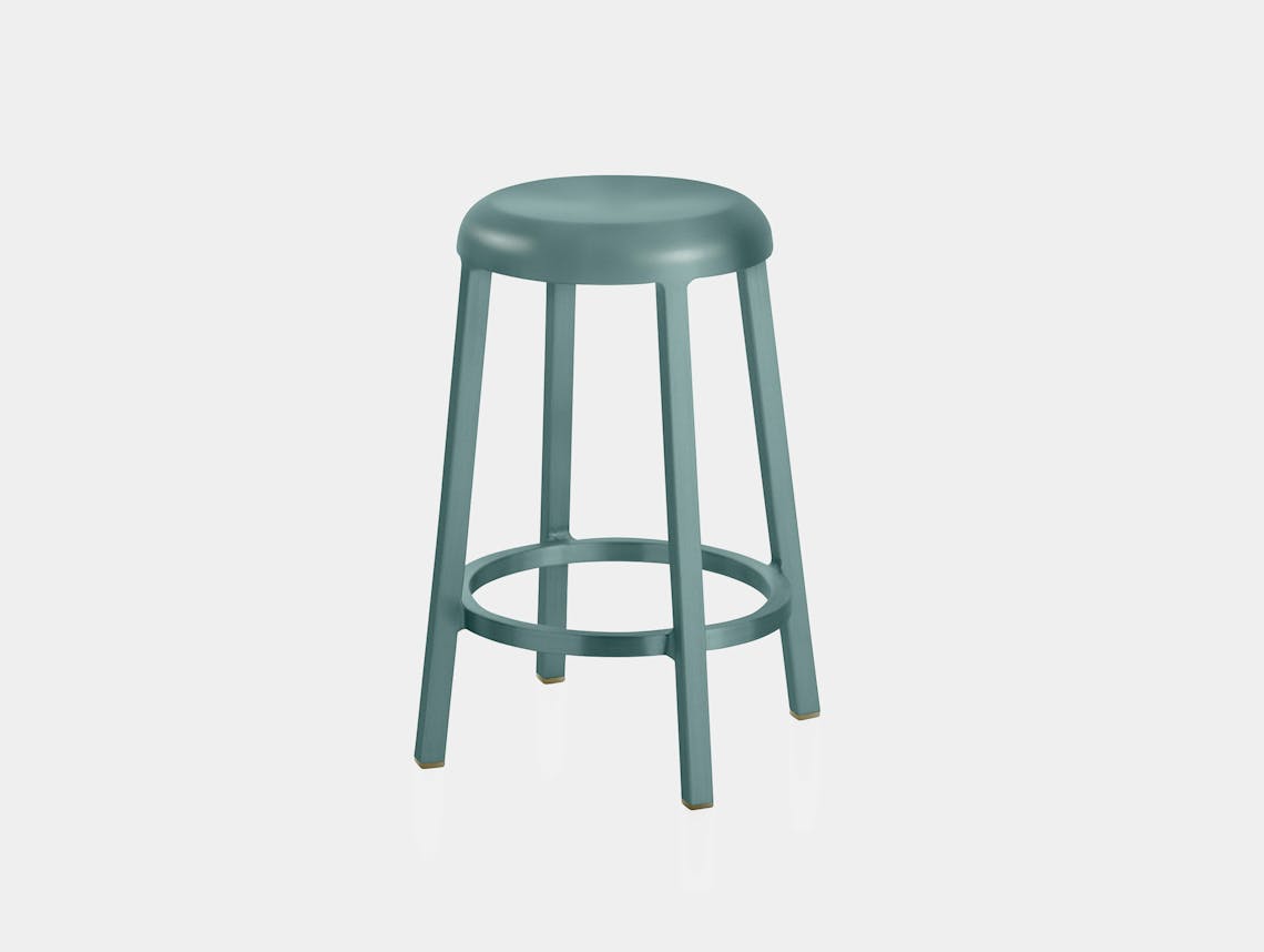 Emeco za counter stool light blue