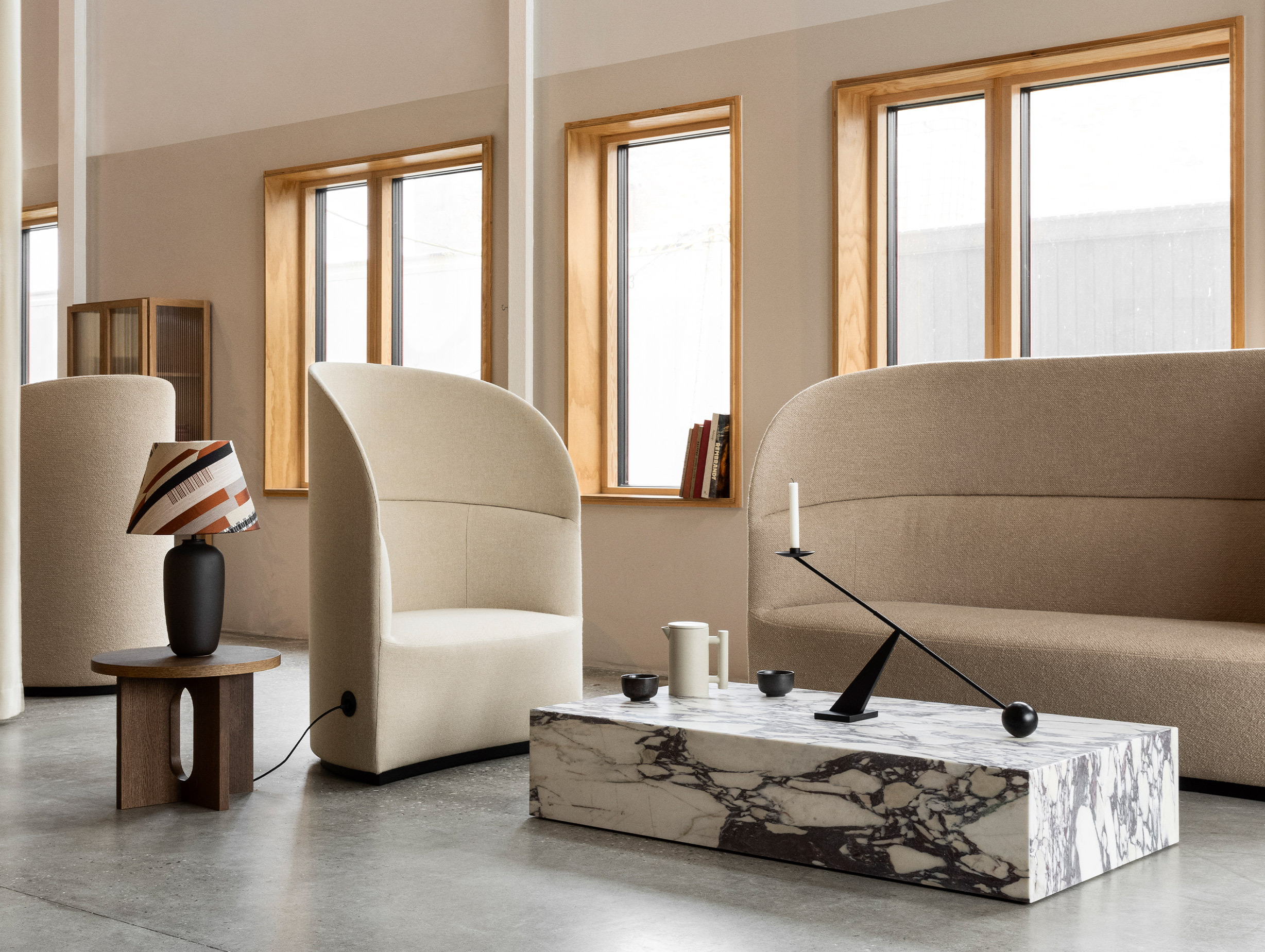 Xdp audo norm architects plinth grande coffee table calacatta viola marble lifestyle