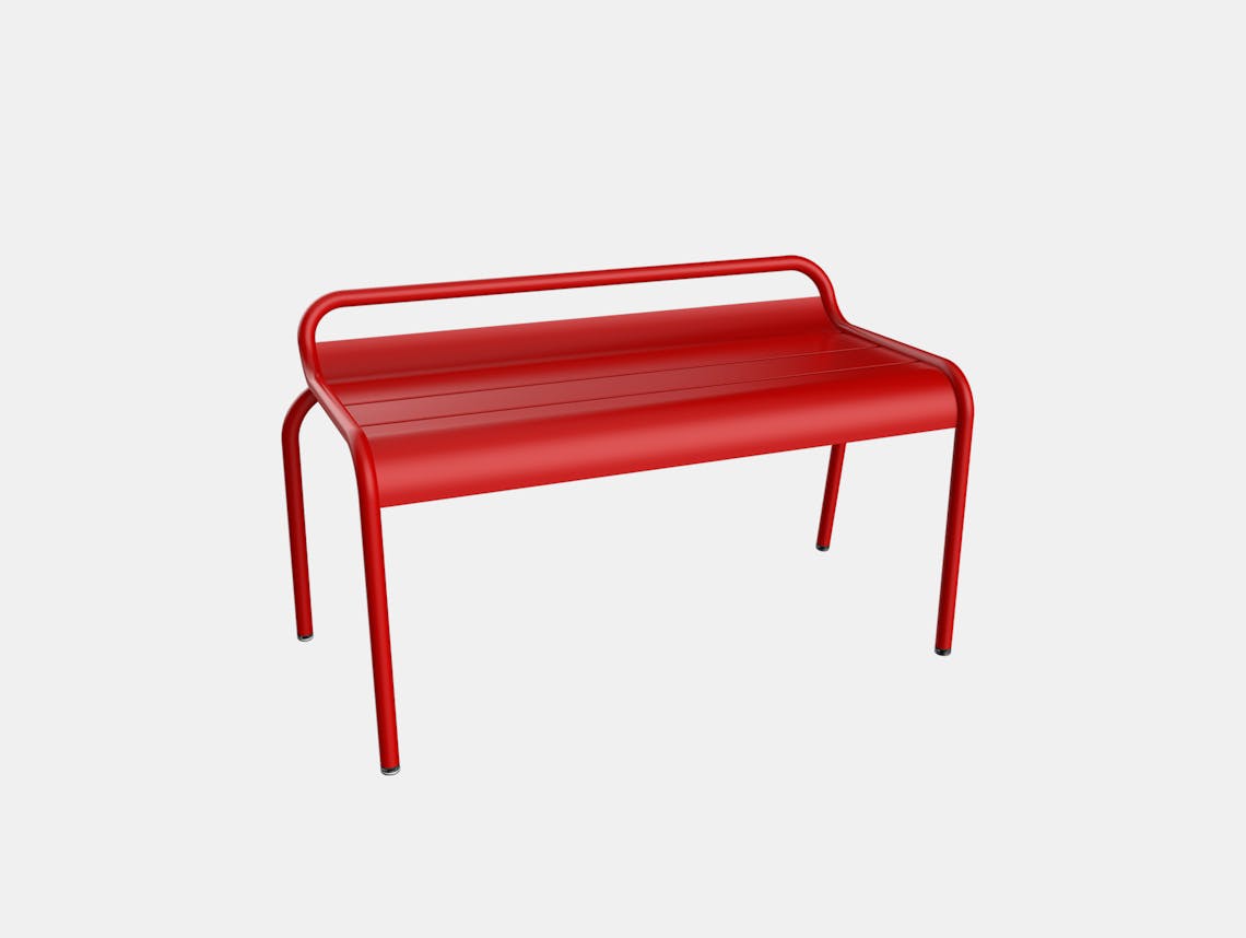 Fermob luxembourg compact bench outdoor poppy red