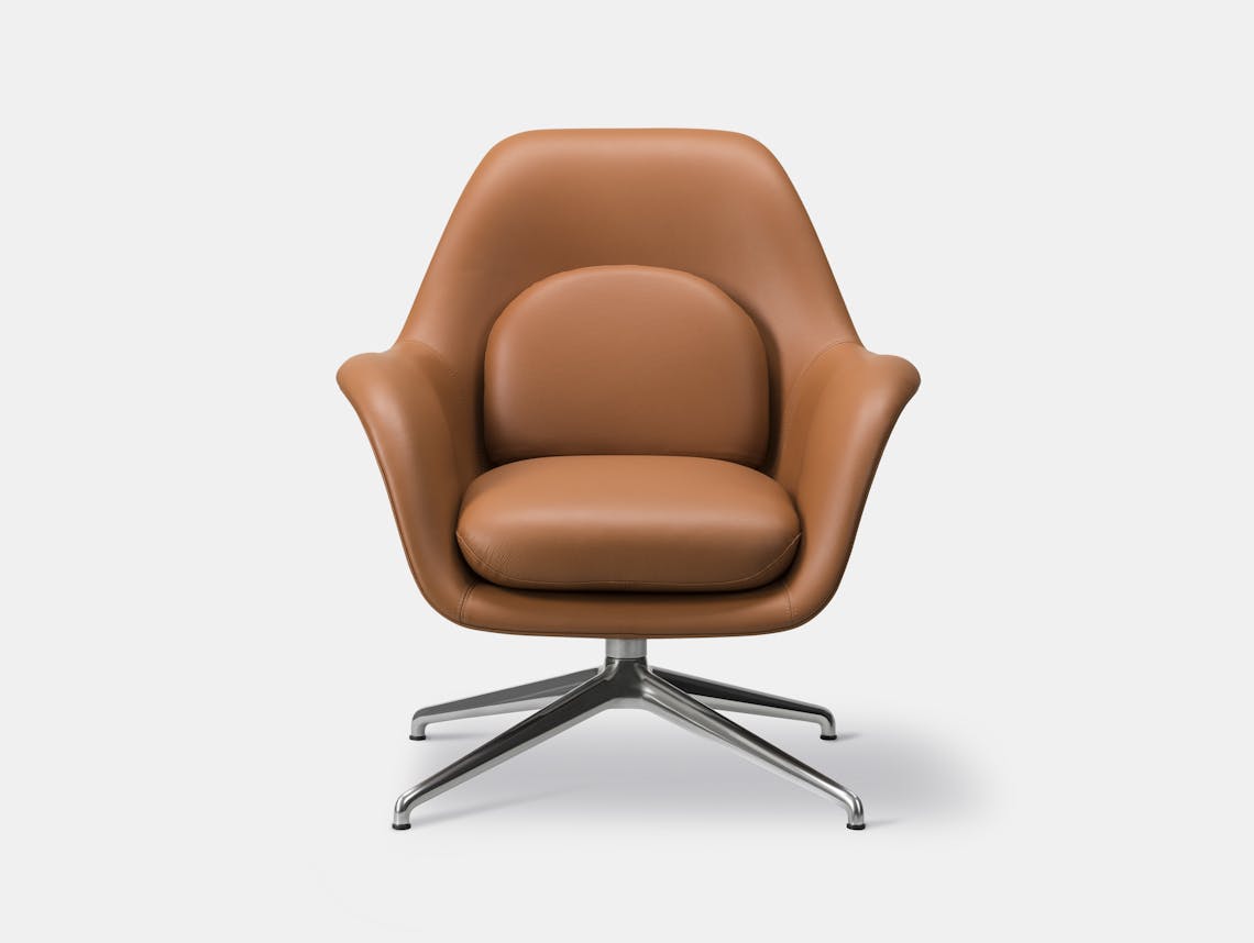 Fredericia swoon petit lounge swivel select brown chrome