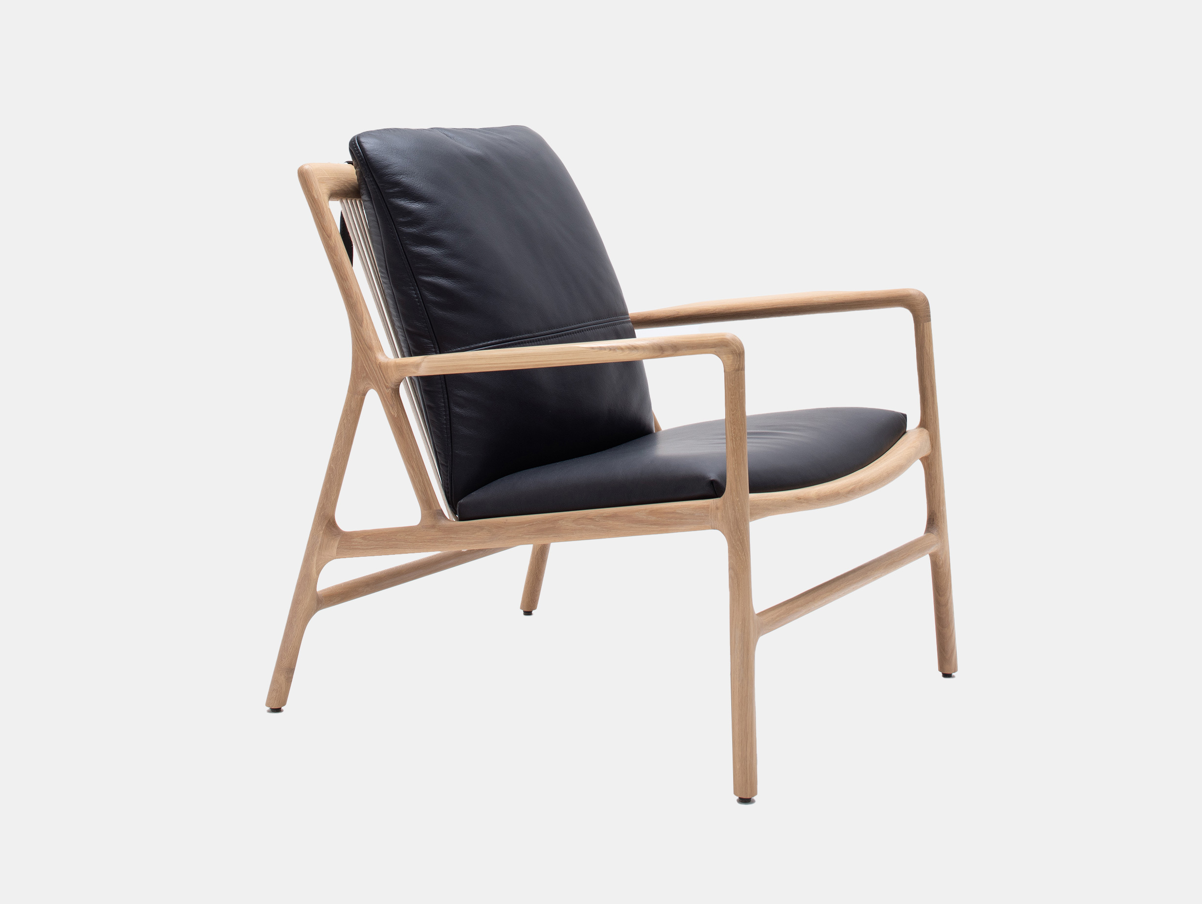 Gazzda dedo easy chair white oak dakar leather black