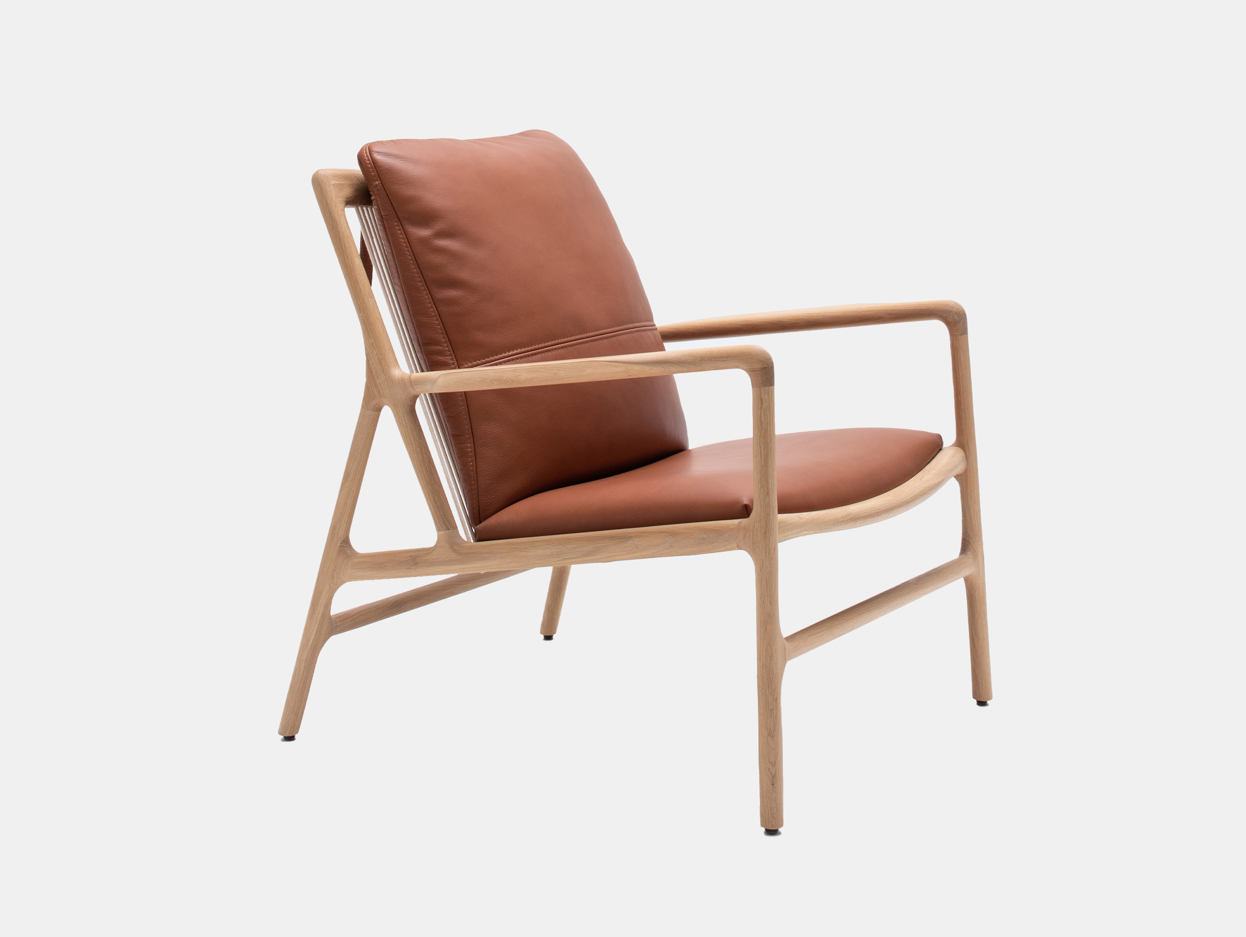 Gazzda dedo easy chair white oak dakar leather whisky