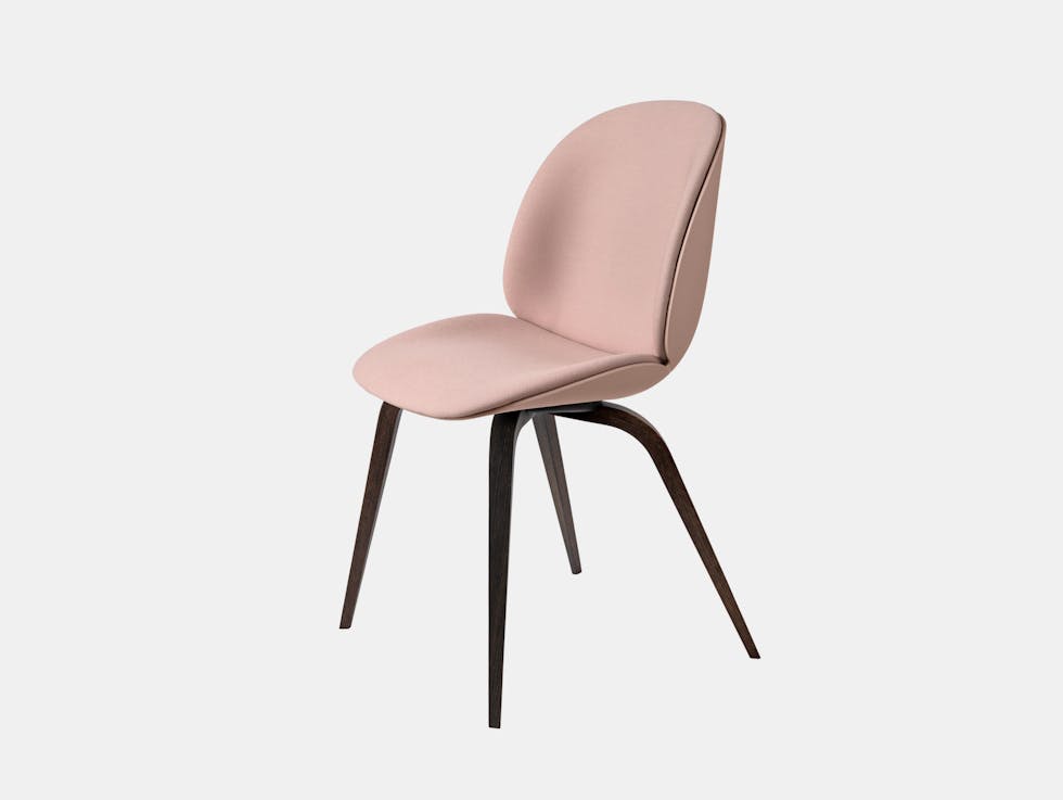 Gubi Beetle Chair Smoked Oak Sweet Pink Steelcut 605 Front Upholstery Gam Fratesi