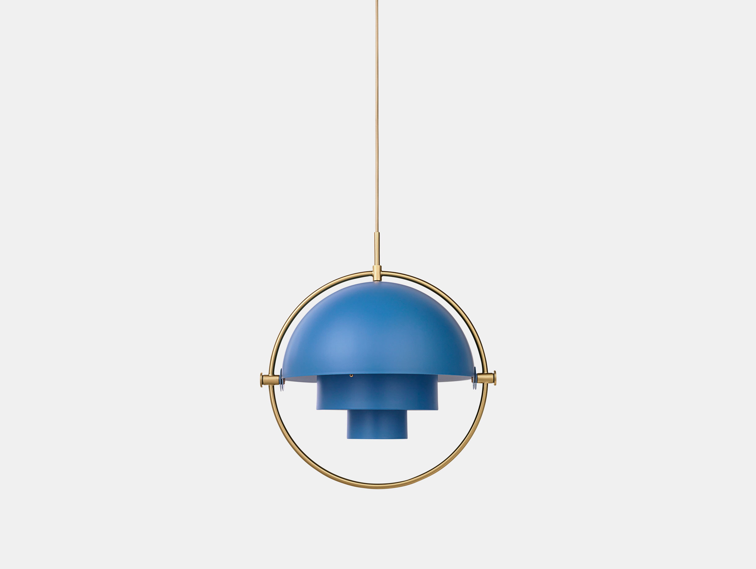 Gubi Multi Lite Pendant Light Brass Blue Louis Weisdorf
