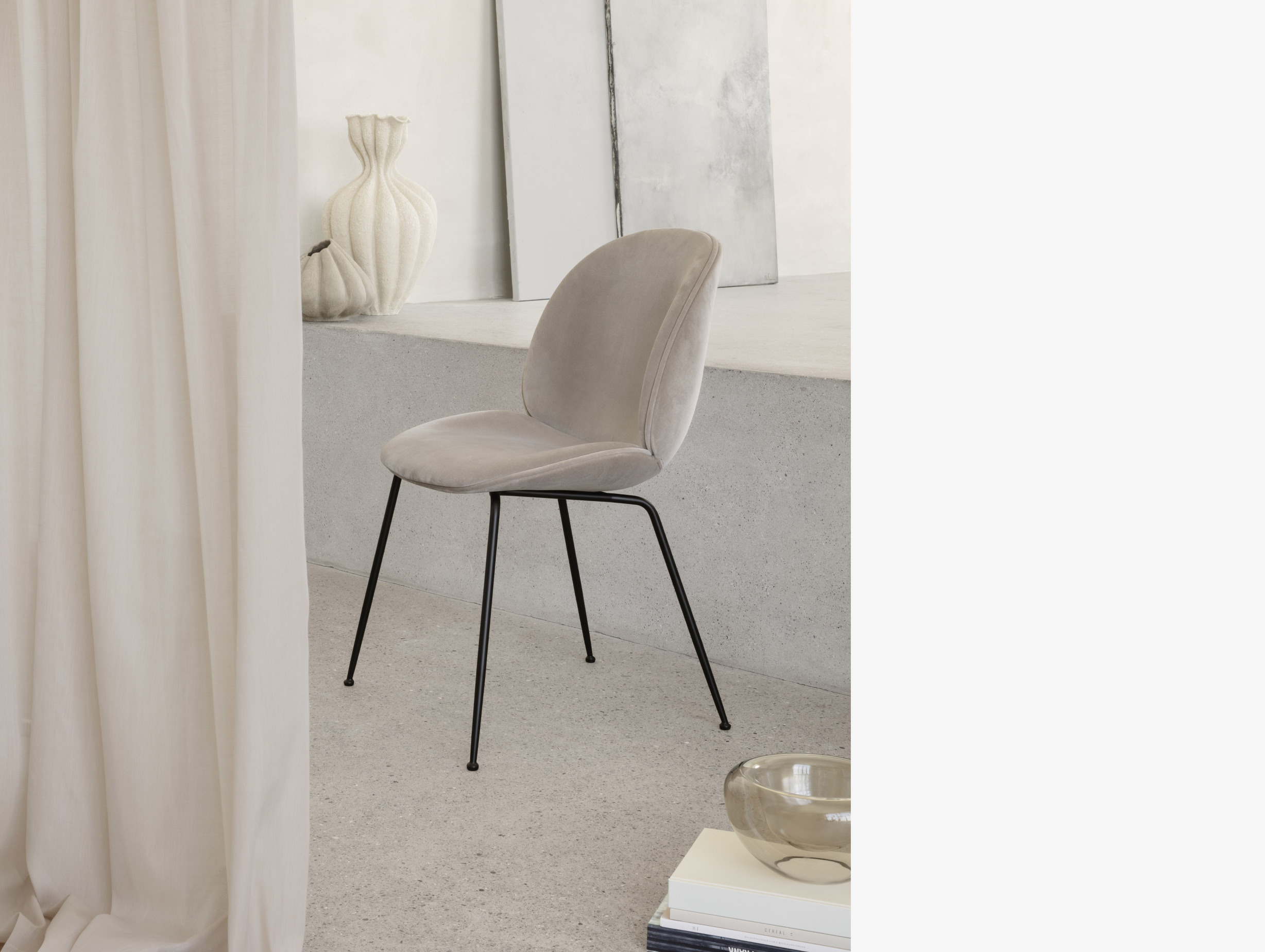 Gubi gam fratesi beetle dining chair fully upholstered lifestyle