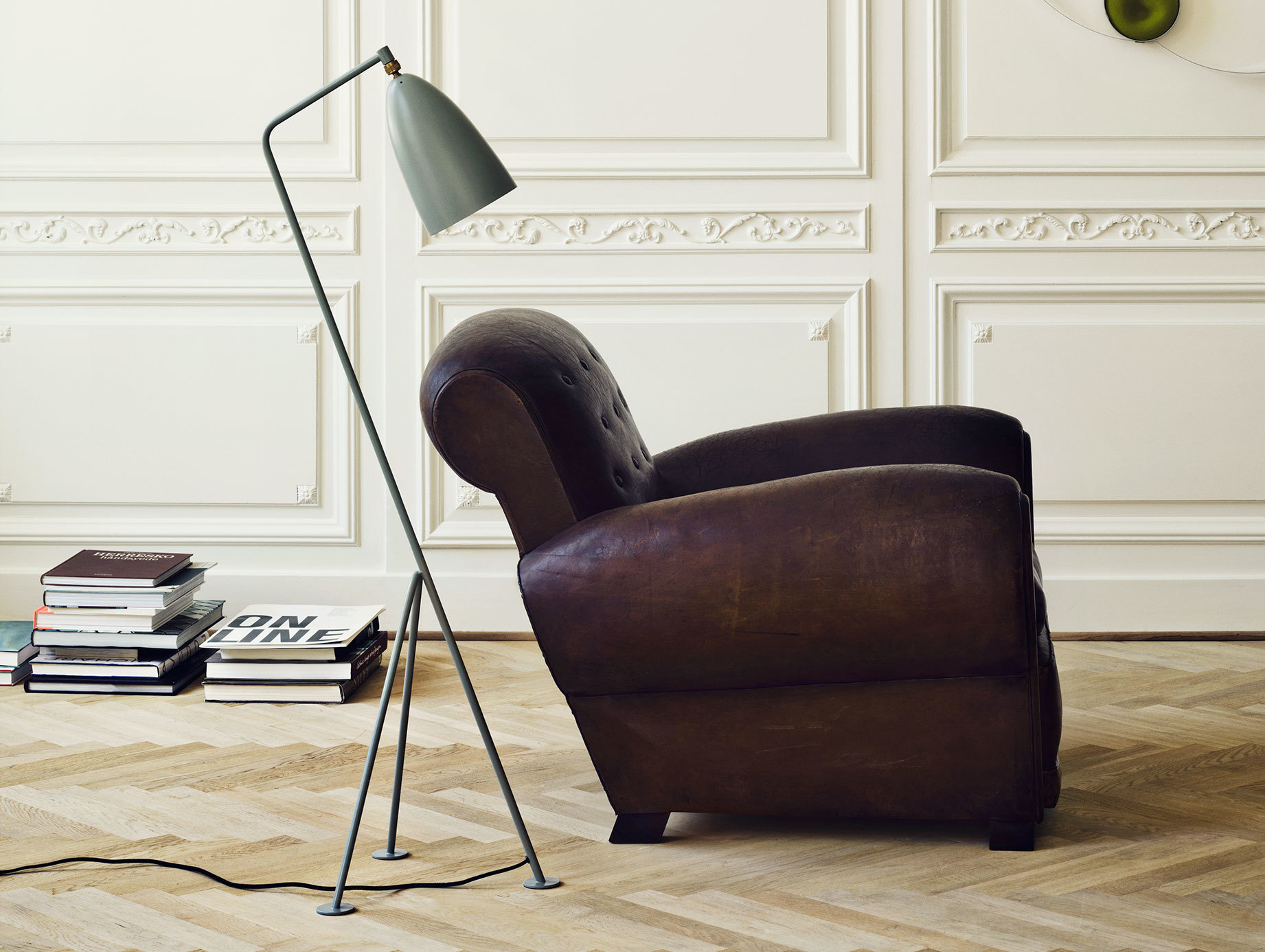 Gubi Grasshopper Floor Lamp Blue Grey