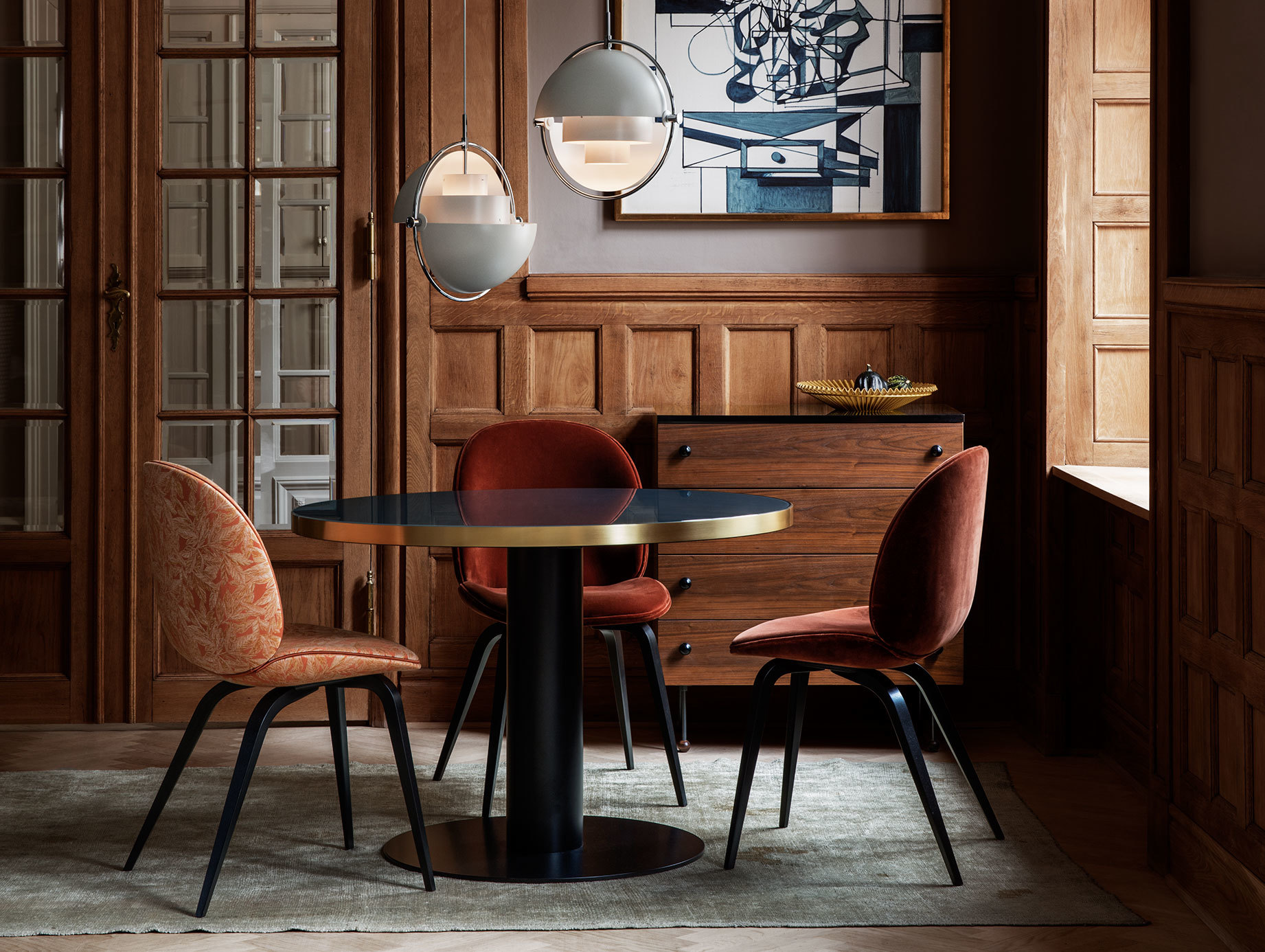 Gubi Multi Lite Pendant Beetle Chairs Wood Base