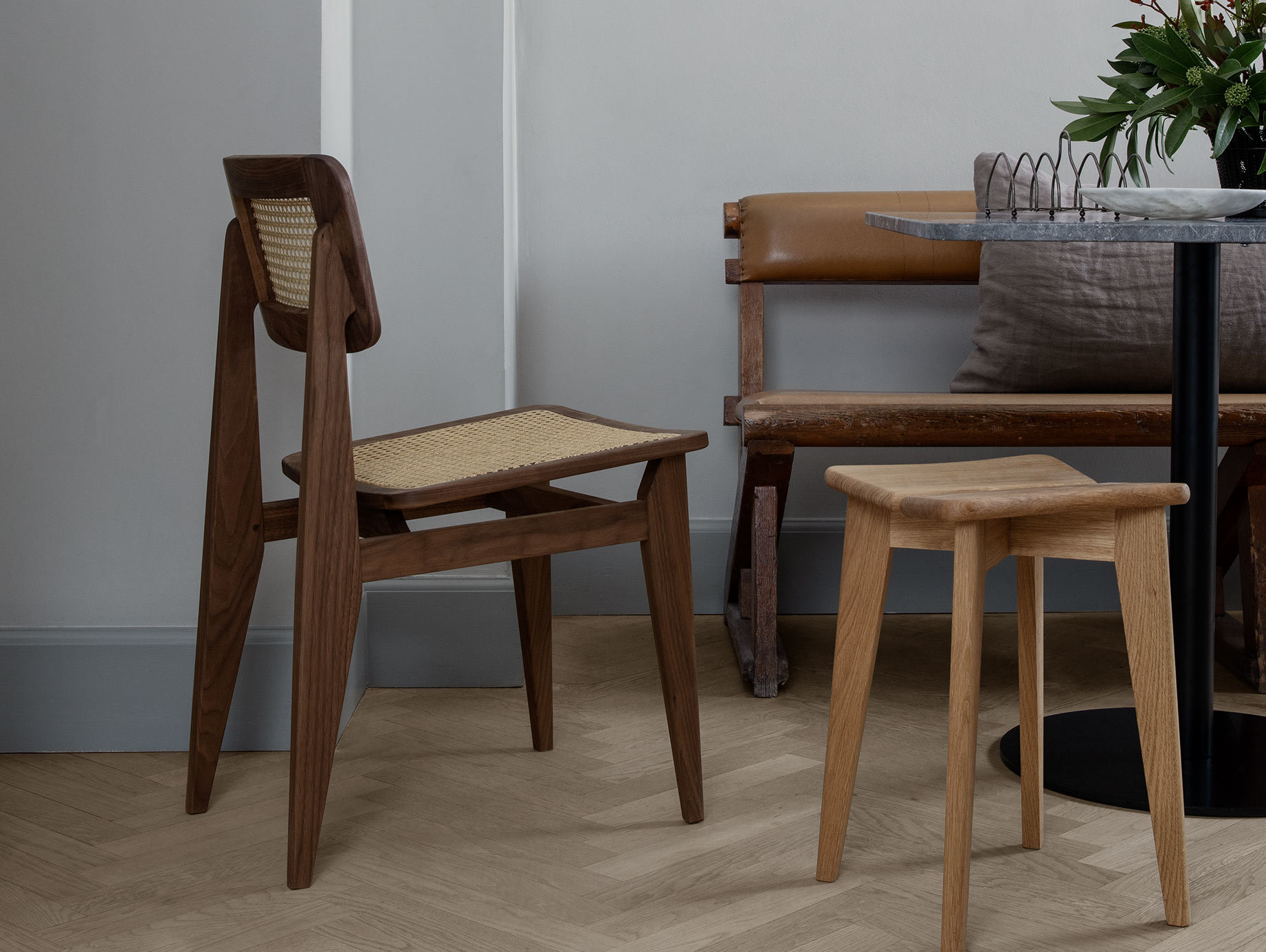 Gubi c dining chair trefle stool