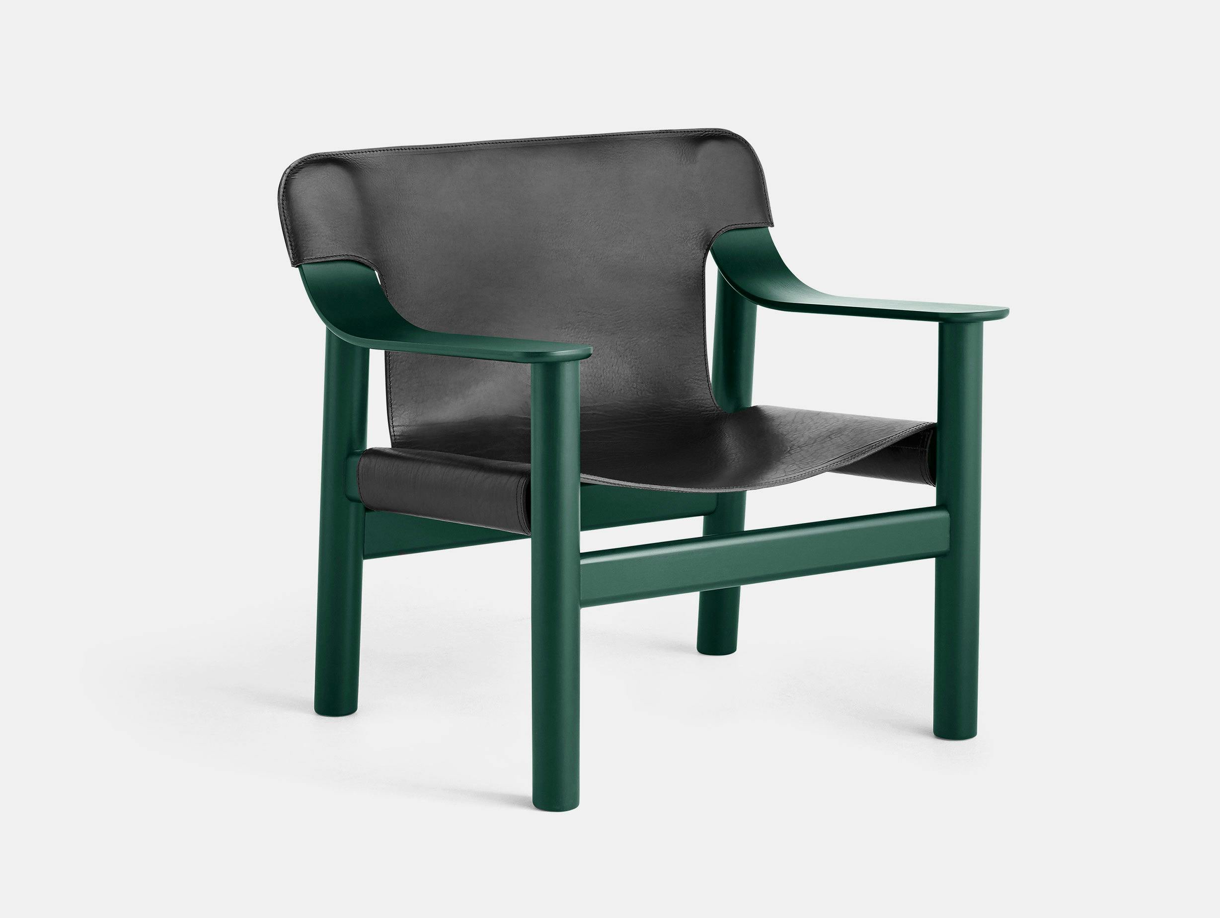 HAY bernard easy chair green frame black leather