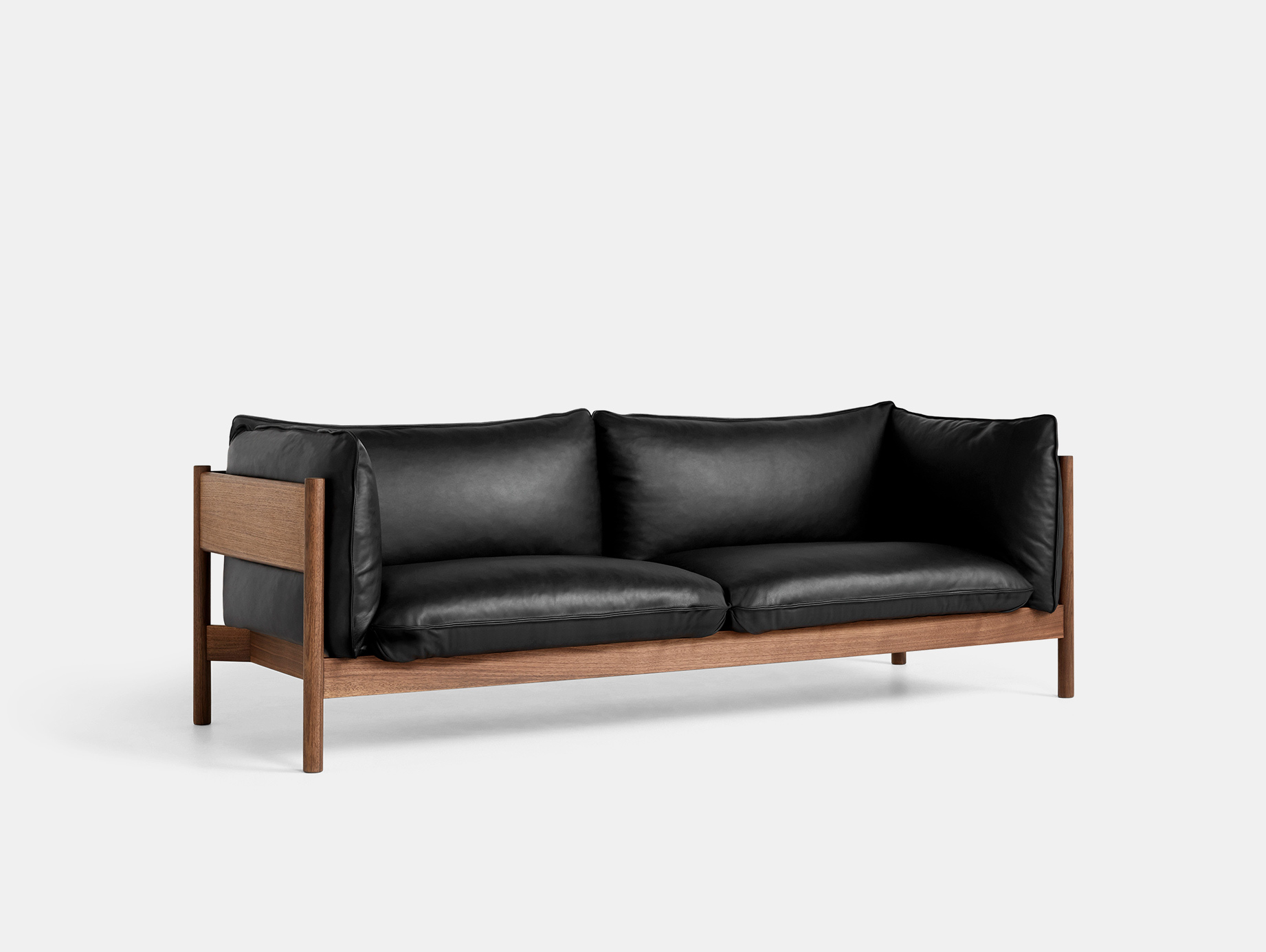 Hay arbour 3 seater sofa blk leath walnut