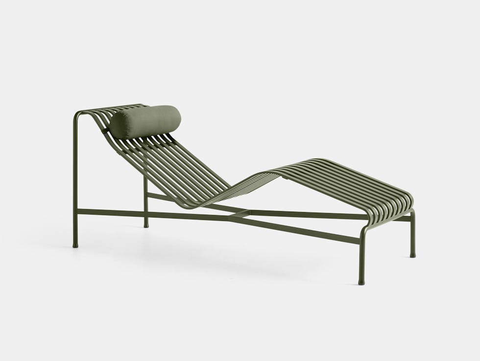 Hay palissade chaise and headrest cushion olive green