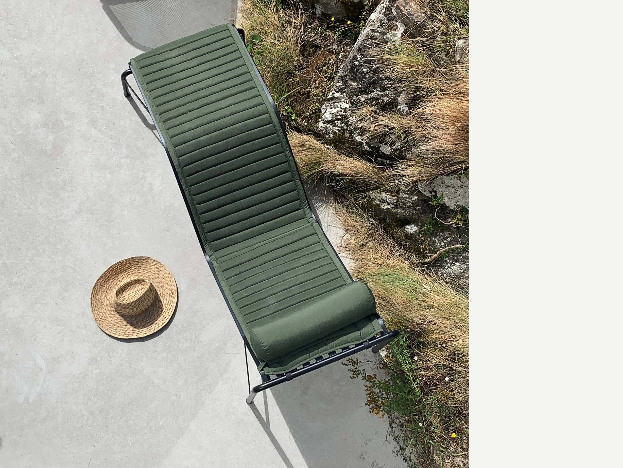 Hay palissade chaise longue quilted cushion bolster sky olive green