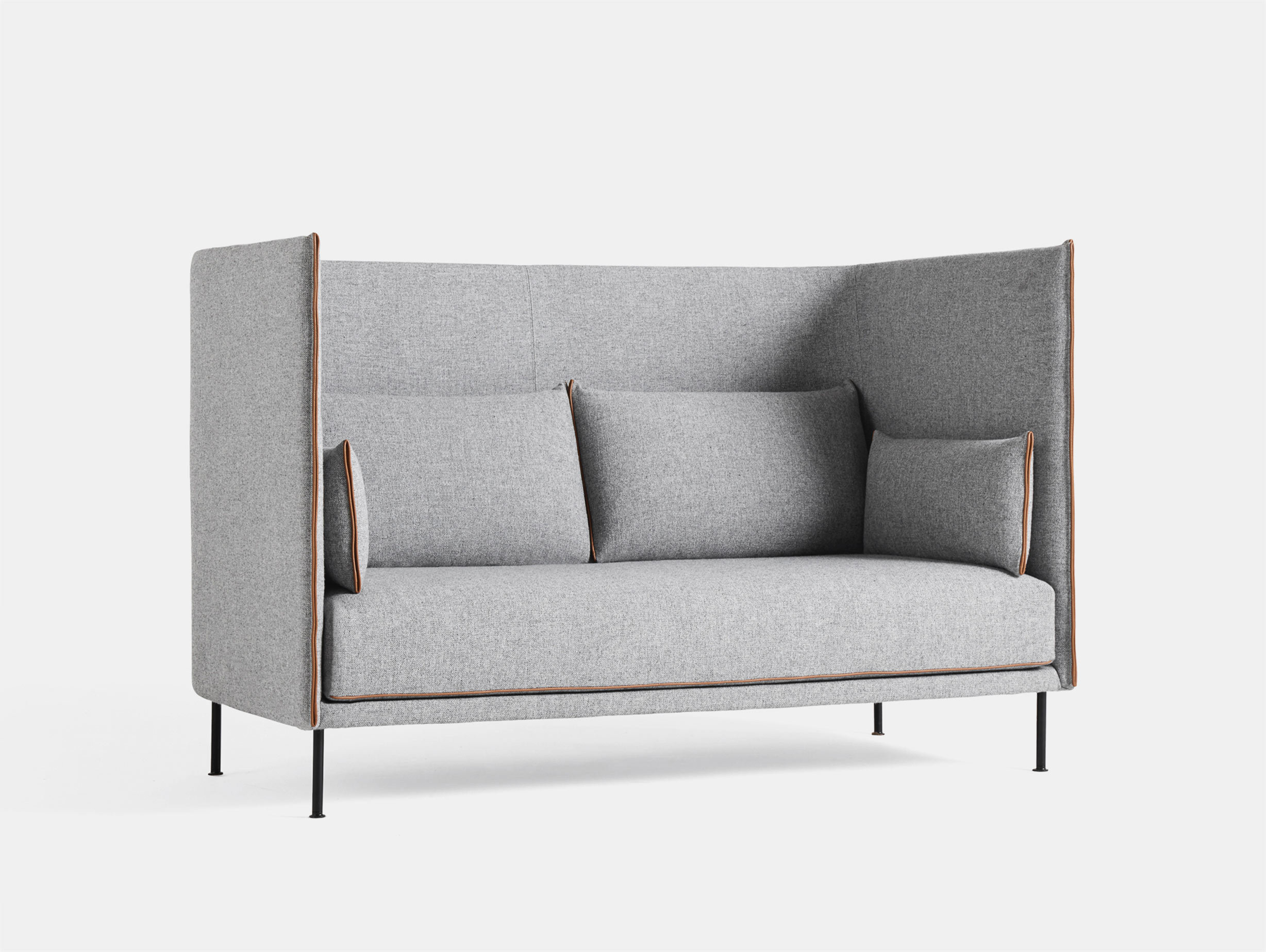 Hay silhouette sofa 2 seater high hallingdal 130 cognac piping black base