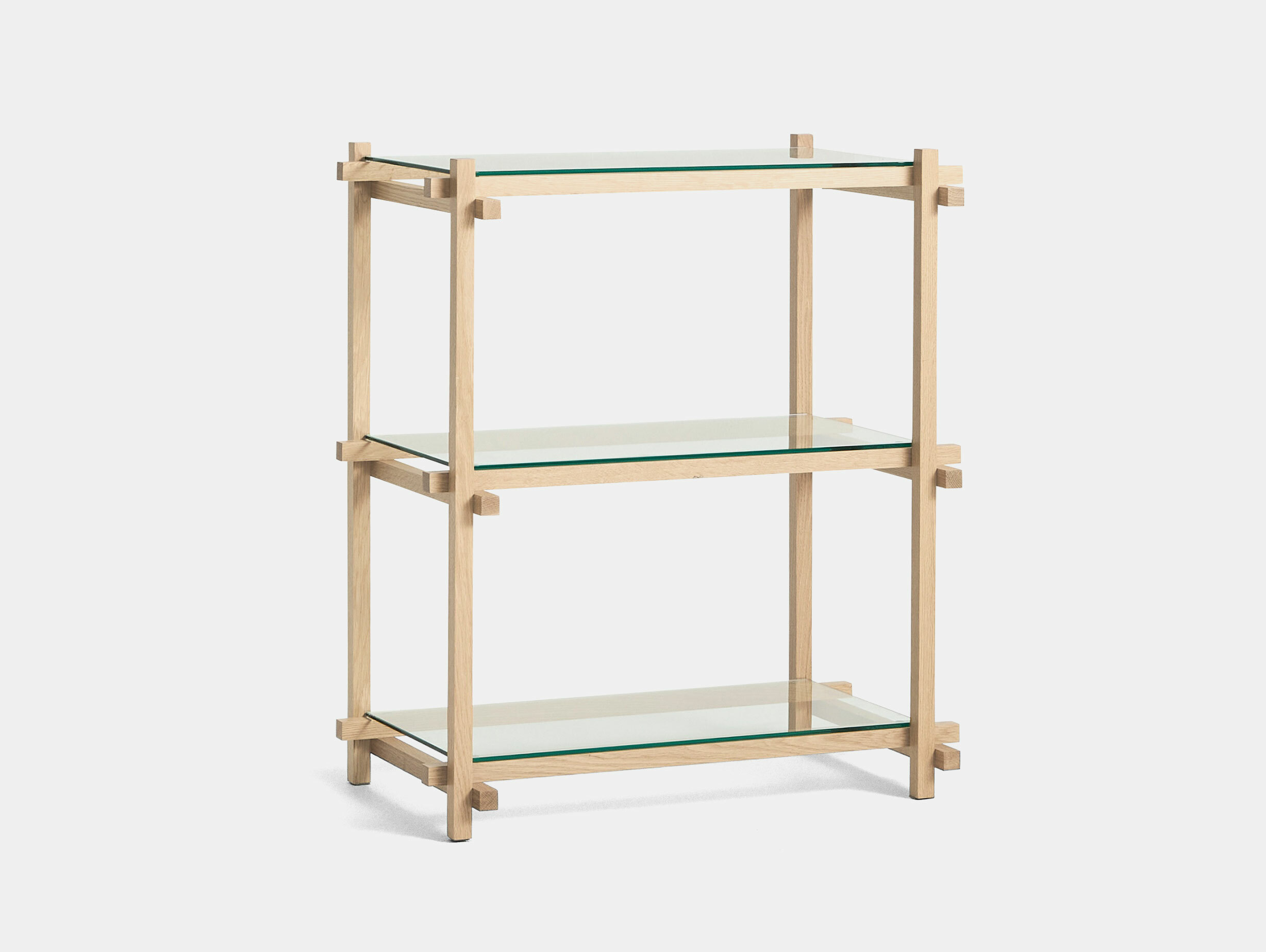 Hay woody low column shelf soaped oak clear glass