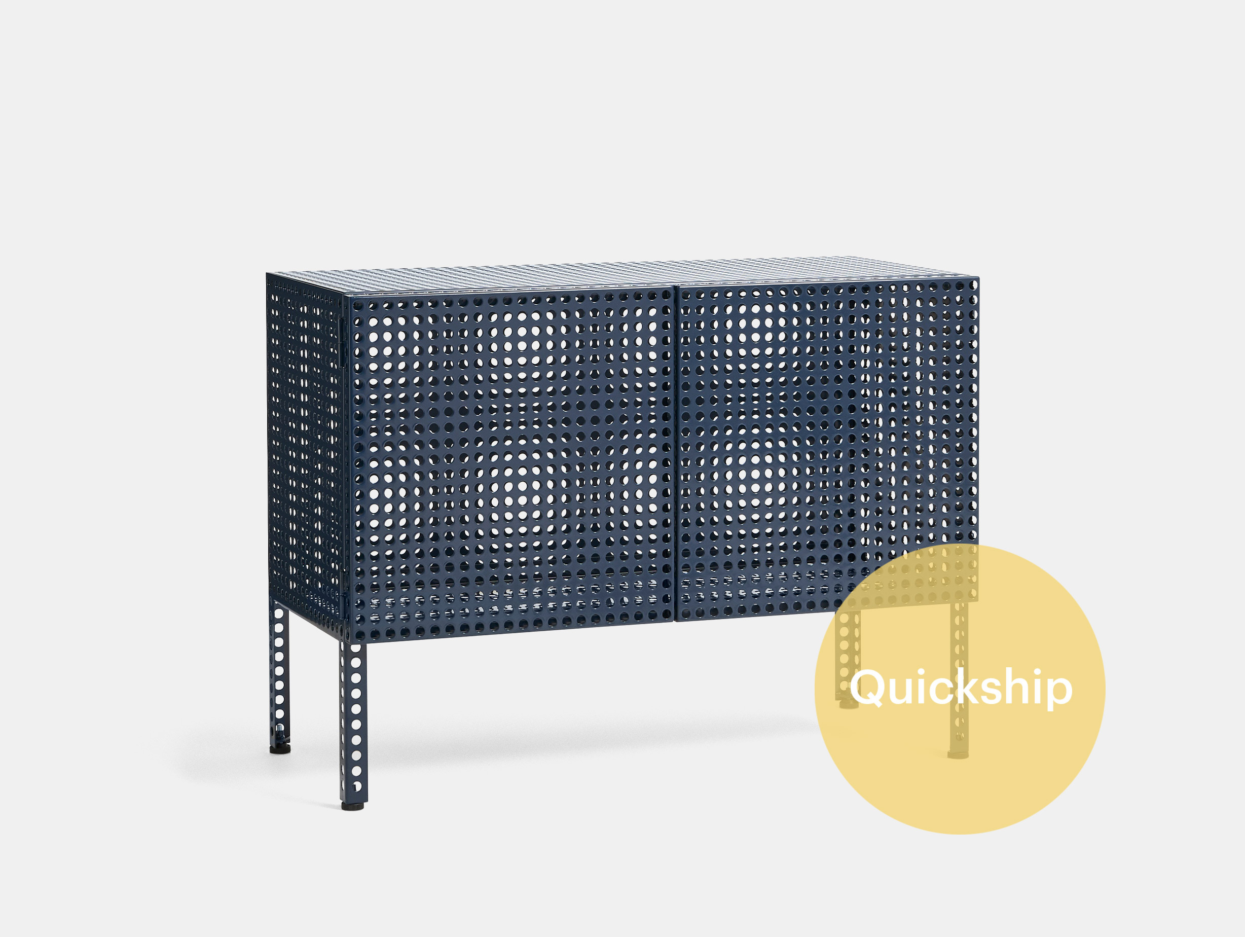 Quickship hay muller van severen perforated cabinet floor small steel blue