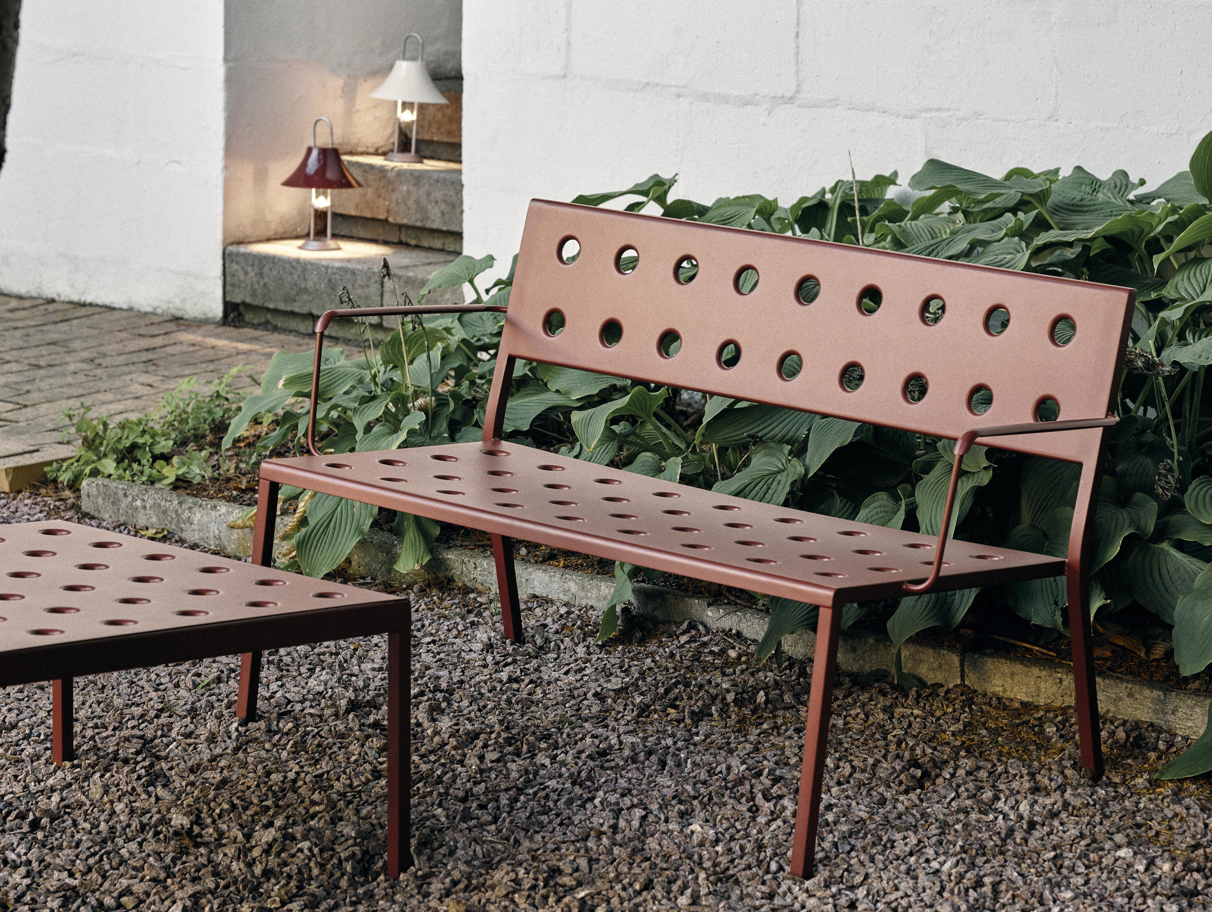 Hay bouroullec balcony lounge bench arms lifestyle