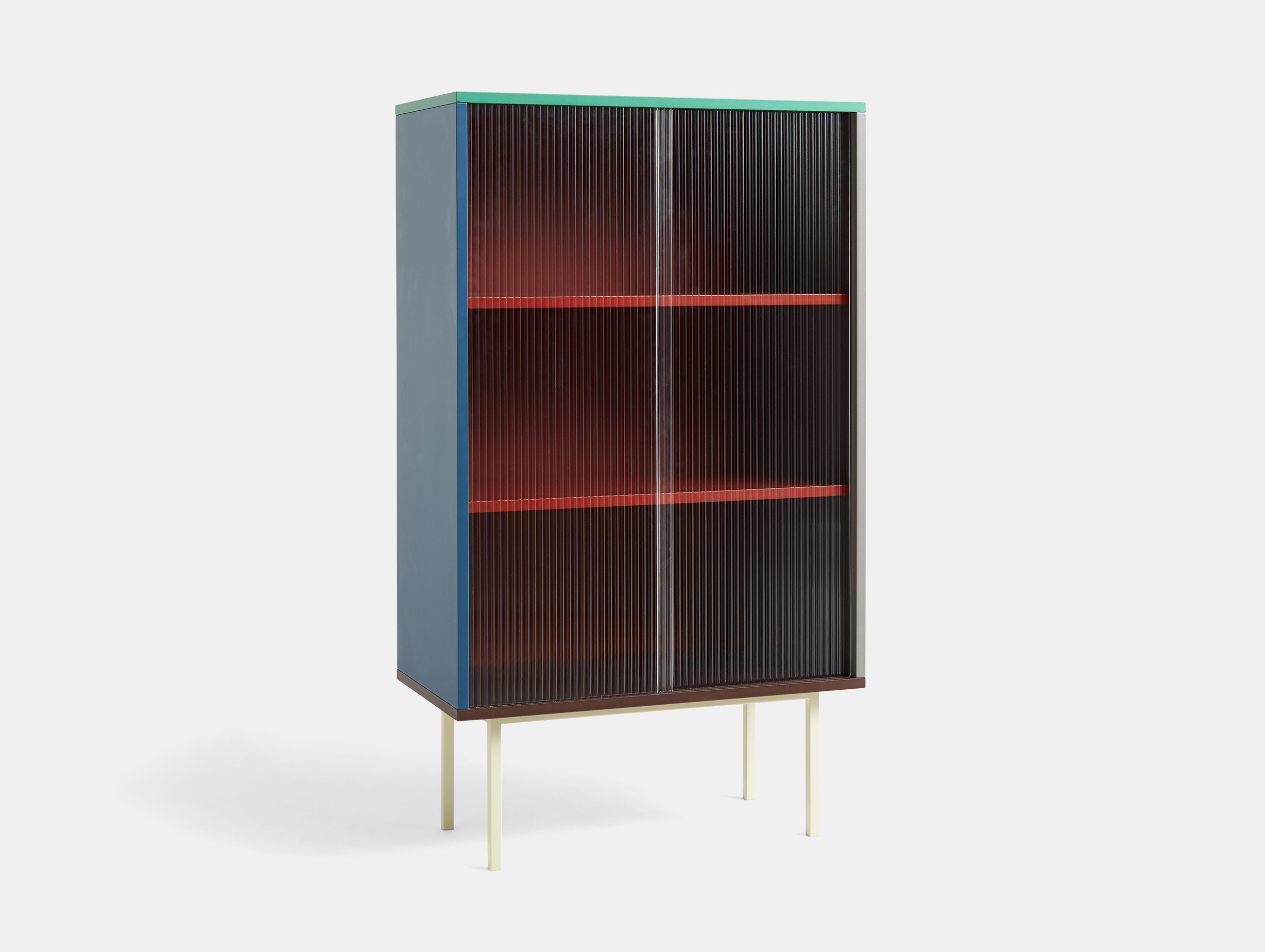 Hay muller van severen colour cabinet tall multicolour reeded glass doors