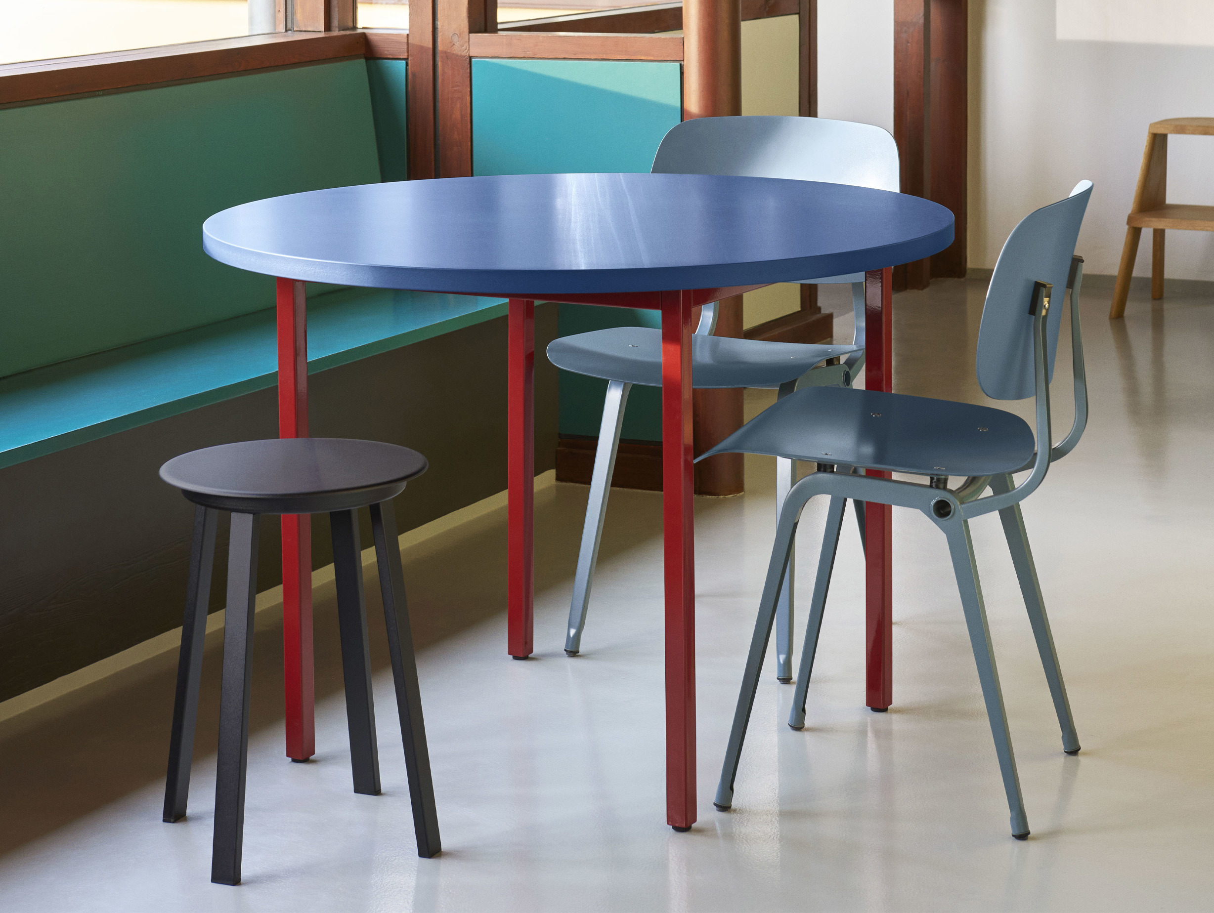 Hay muller van severen two colour round table blue lifestyle