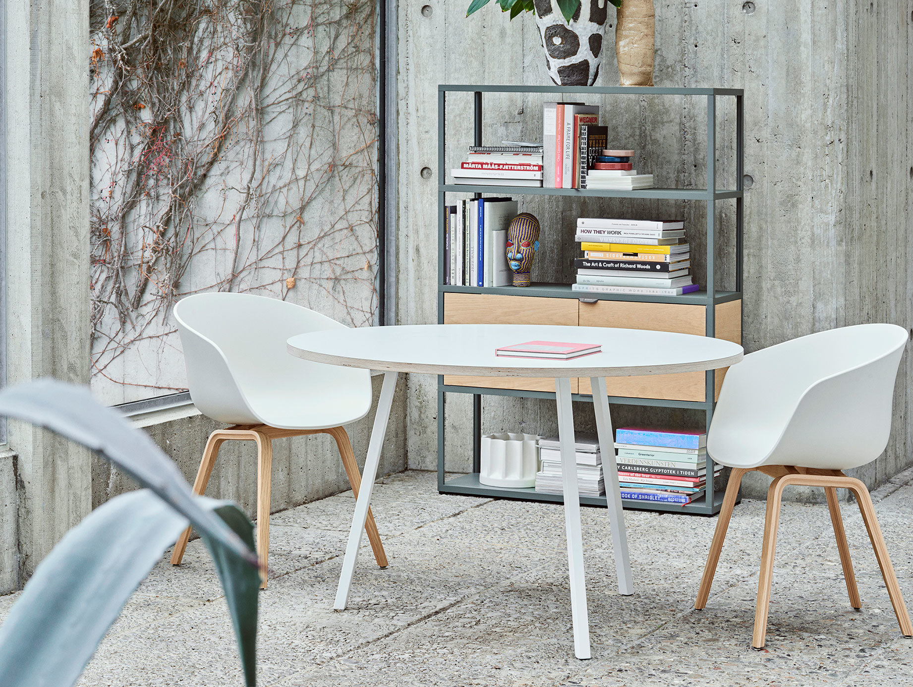 Hay Aac22 Chair Oak Matt Lacquer White Loop Stand Round Table White New Order Army Catalogue Hee Welling