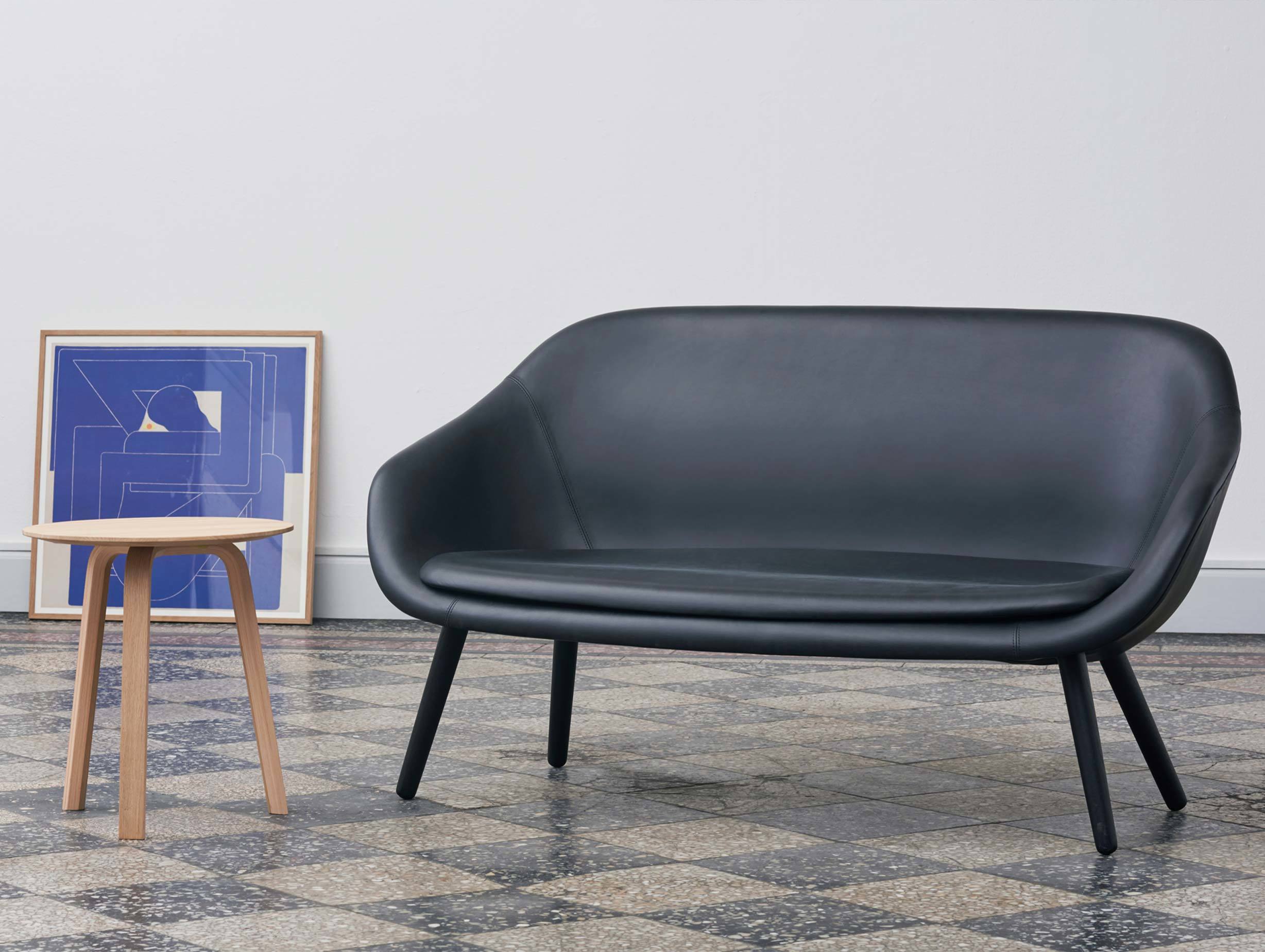 Hay About A Lounge Sofa AAL Black leather Black legs
