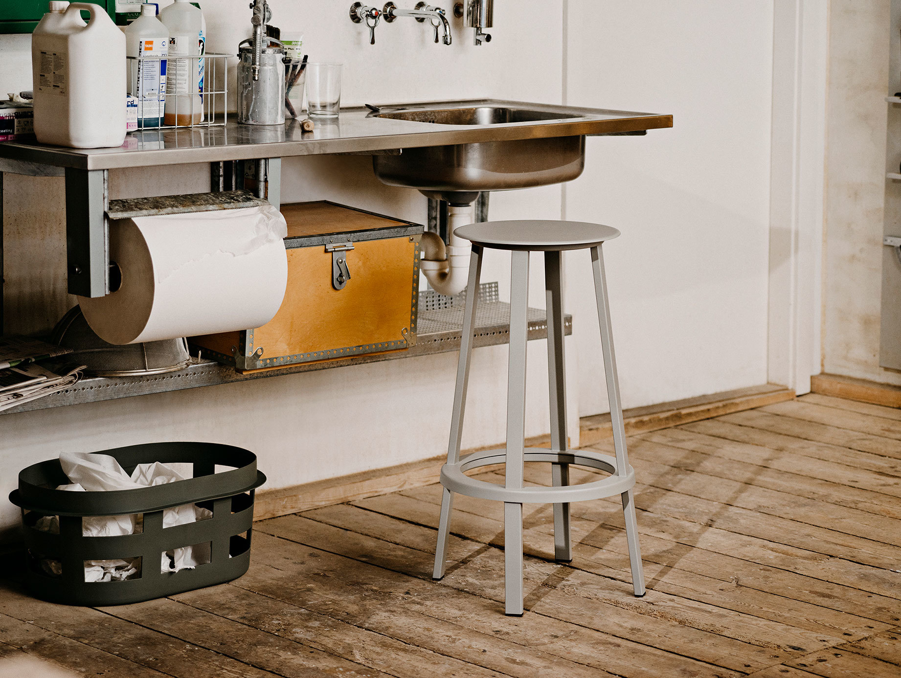 Hay Revolver Bar Stool High Sky Grey