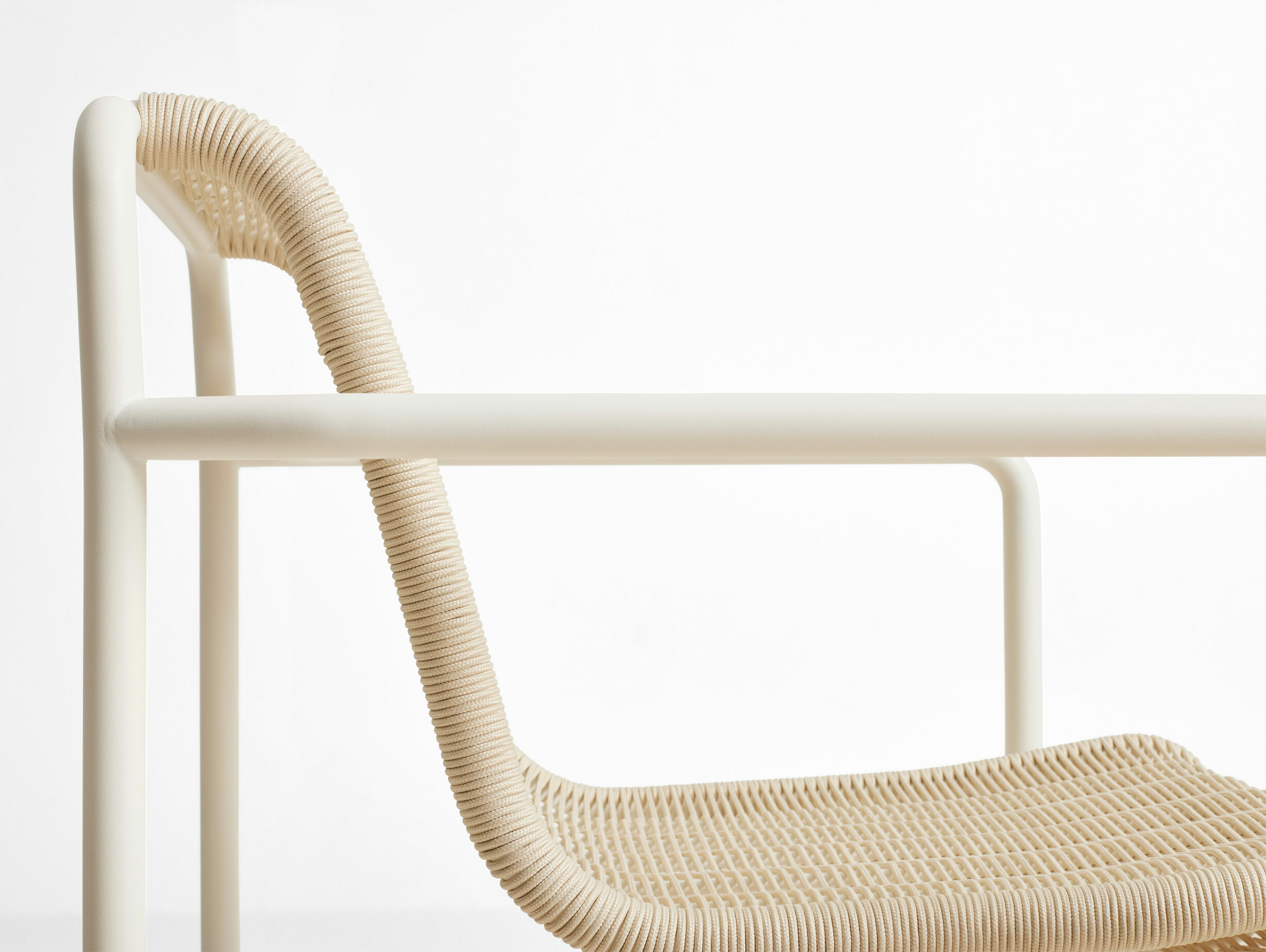 Hay bouroullec palissade cord lounge chair low cream white close up