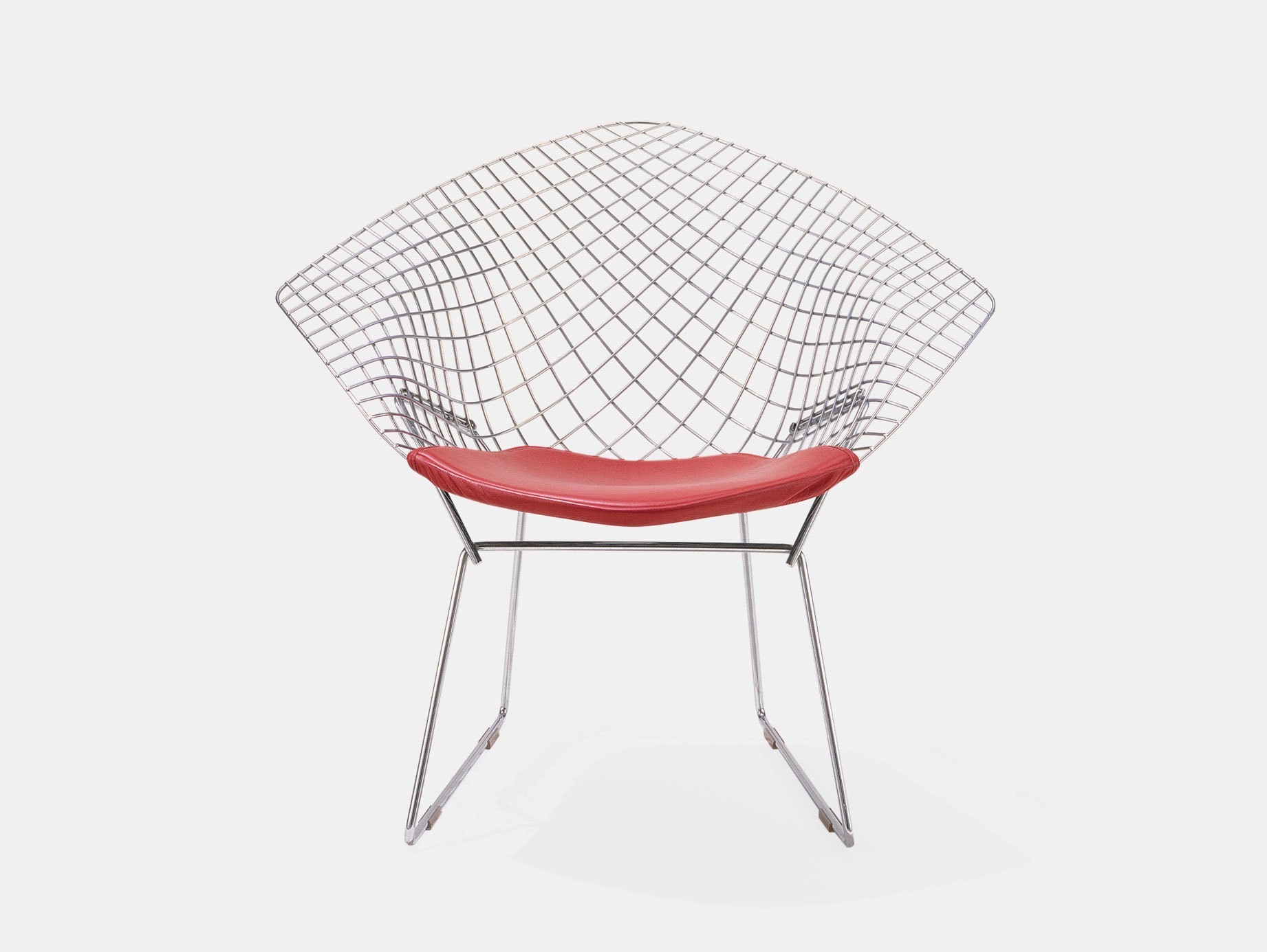 Knoll Harry Bertoia Diamond Chair Chrome Red