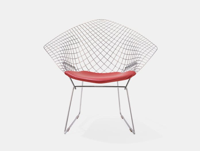 Knoll Harry Bertoia Diamond Chair Chrome Red
