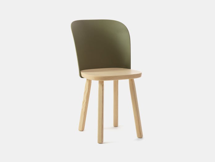 Magis edward barber jay osgerby alpina chair natural legs olive green back