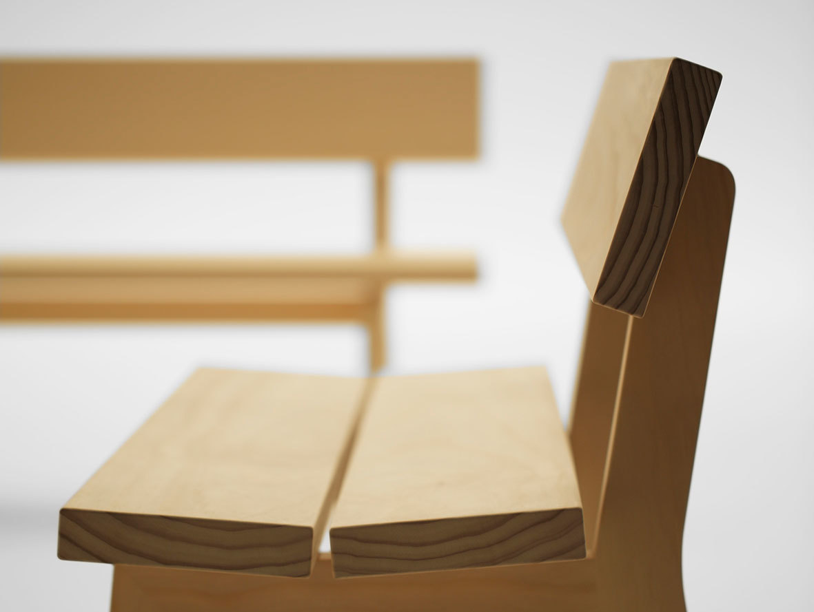 Maruni botan bench 120 pine detail