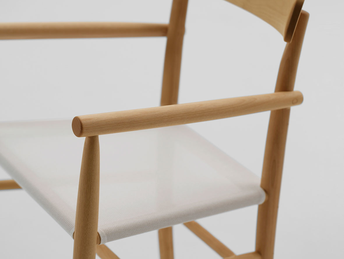 Maruni lightwood armchair maple mesh detail