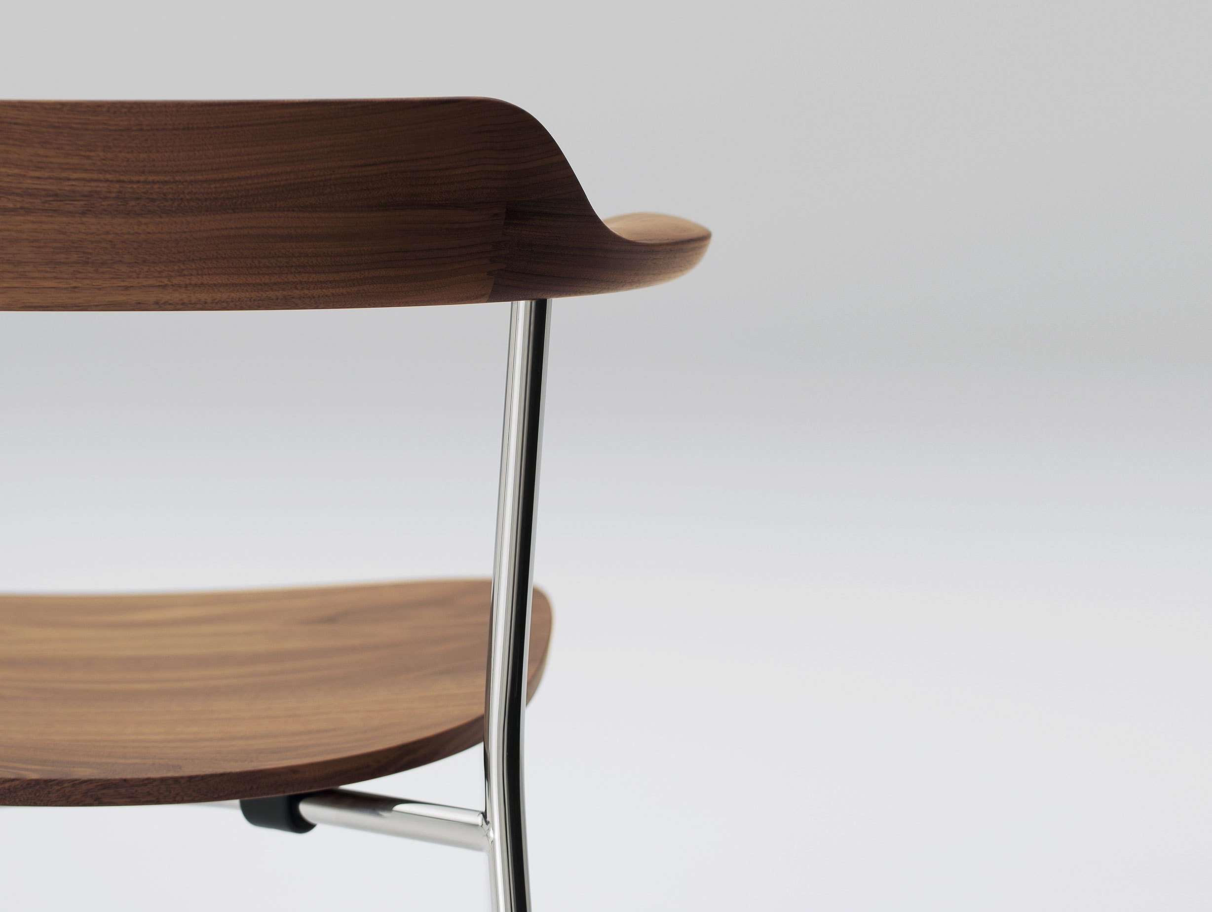 Maruni Hiroshima Stackable Chair Walnut Back Detail
