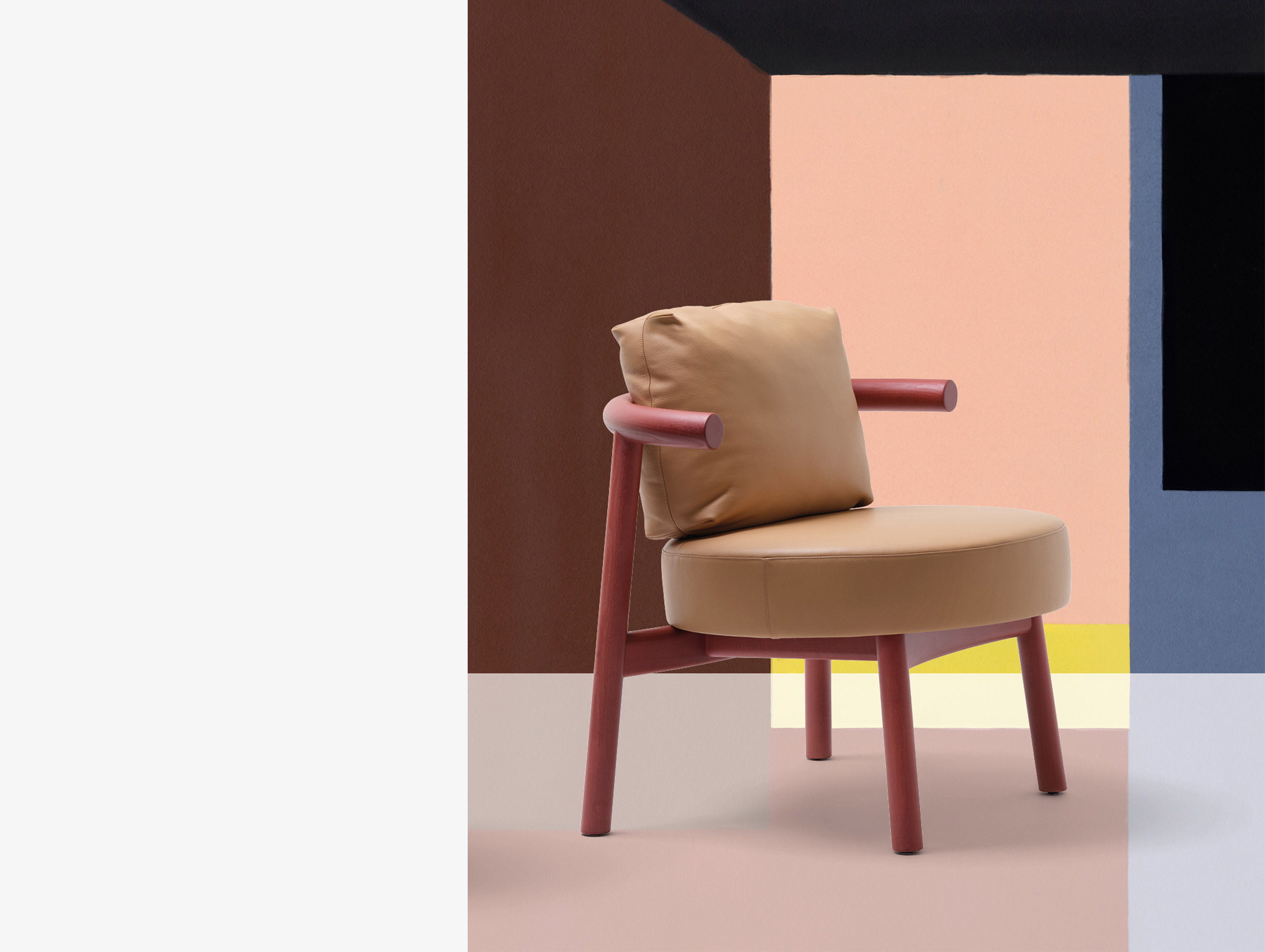 Mattiazzi studio nitzan cohen solo lounge chair red ash leather lifestyle2