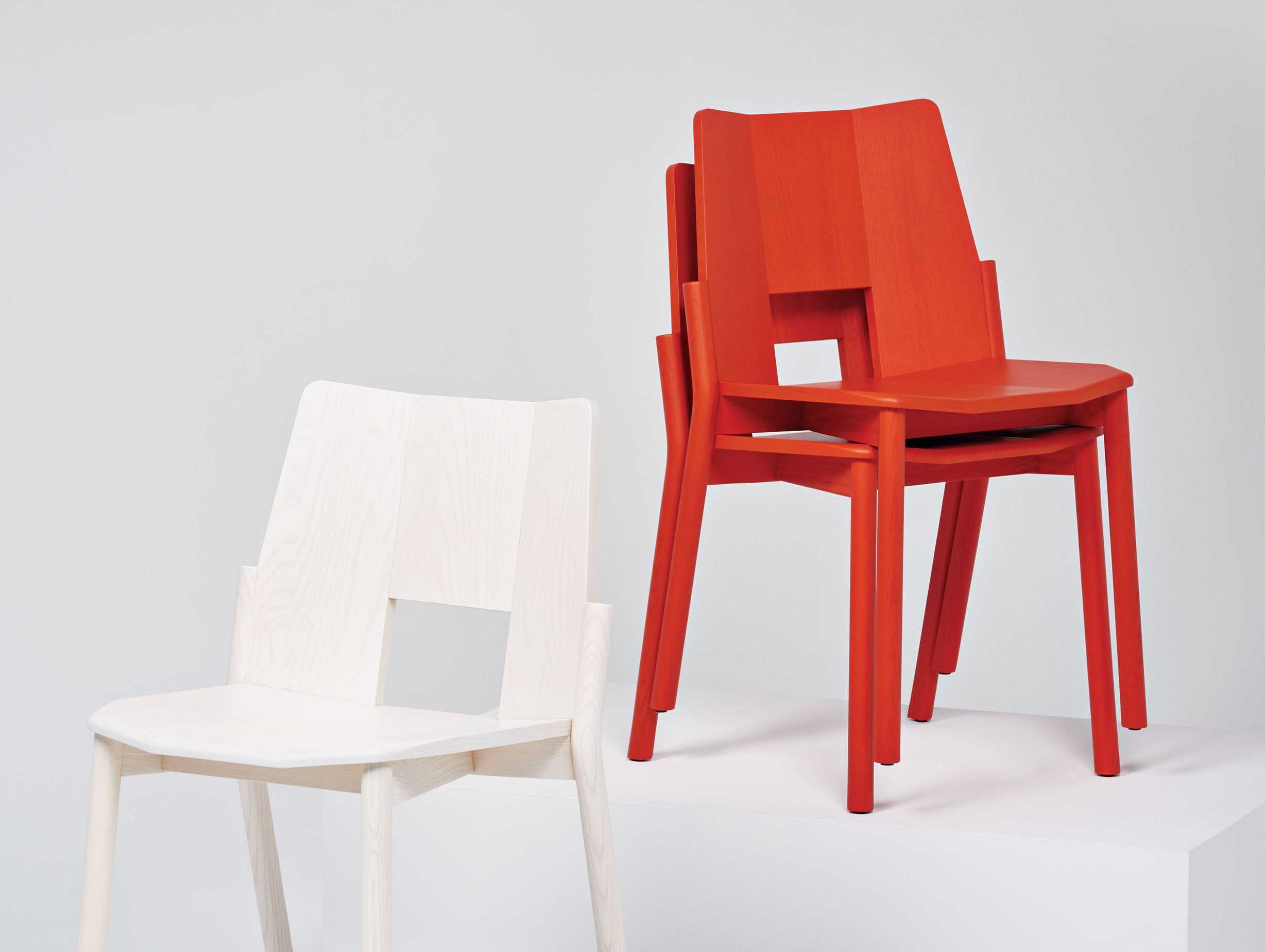 Mattiazzi Tronco Chair Red Stack Industrial Facility