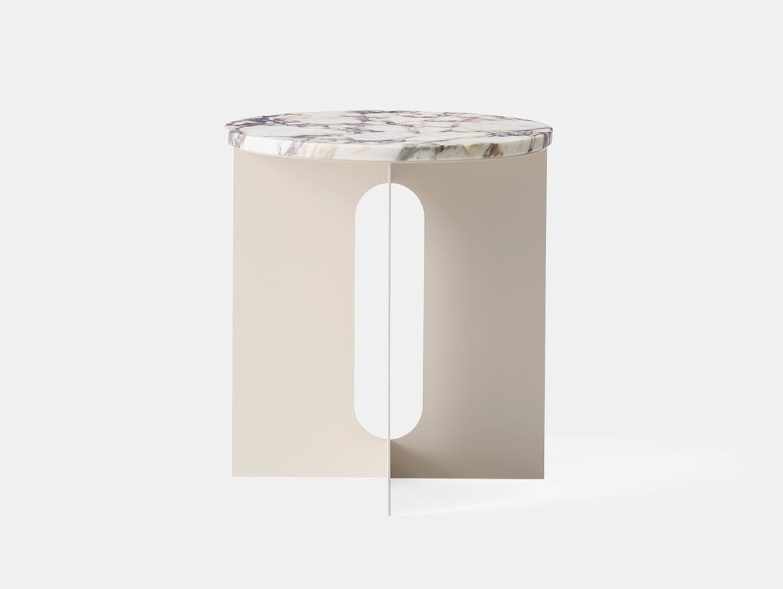 Menu androgyne side table ivory calacatta viola marble