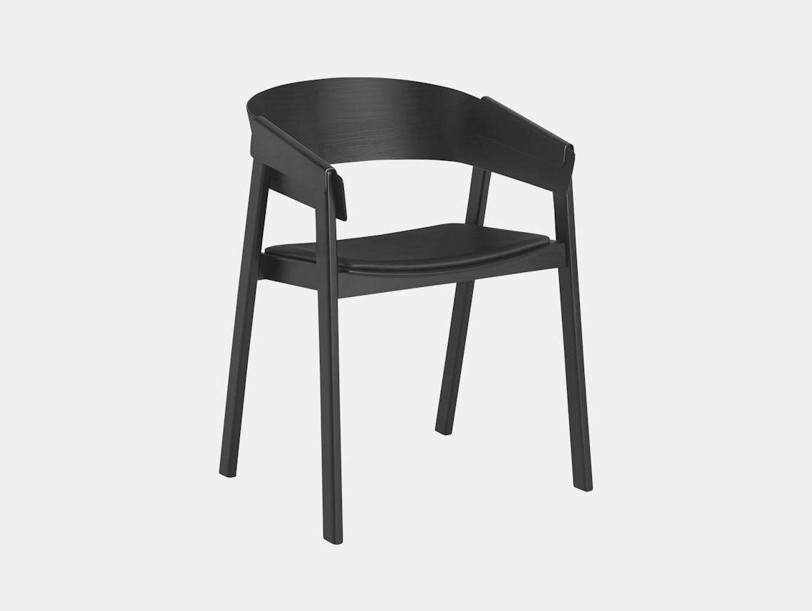 Muuto Cover Chair Black Black Silk Leather Thomas Bentzen