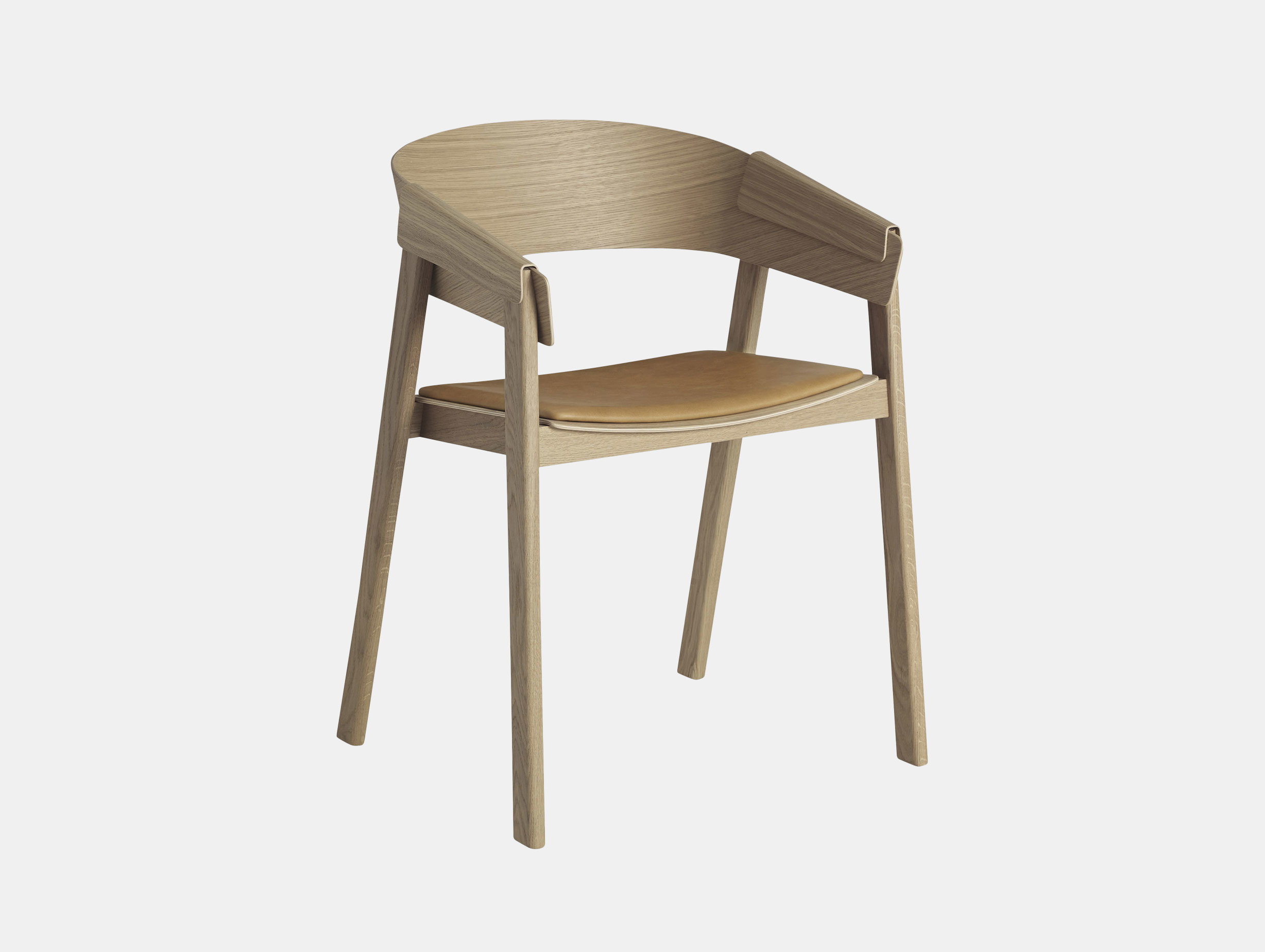 Muuto Cover Chair Oak Cognac Silk Leather Thomas Bentzen