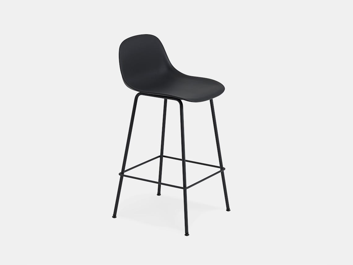 Muuto fiber bar stool tube black backrest