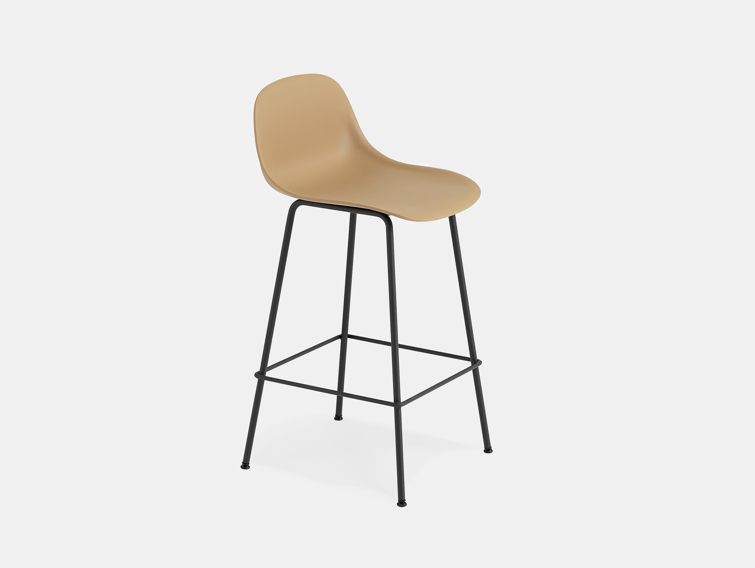 Muuto fiber bar stool tube ochre black backrest